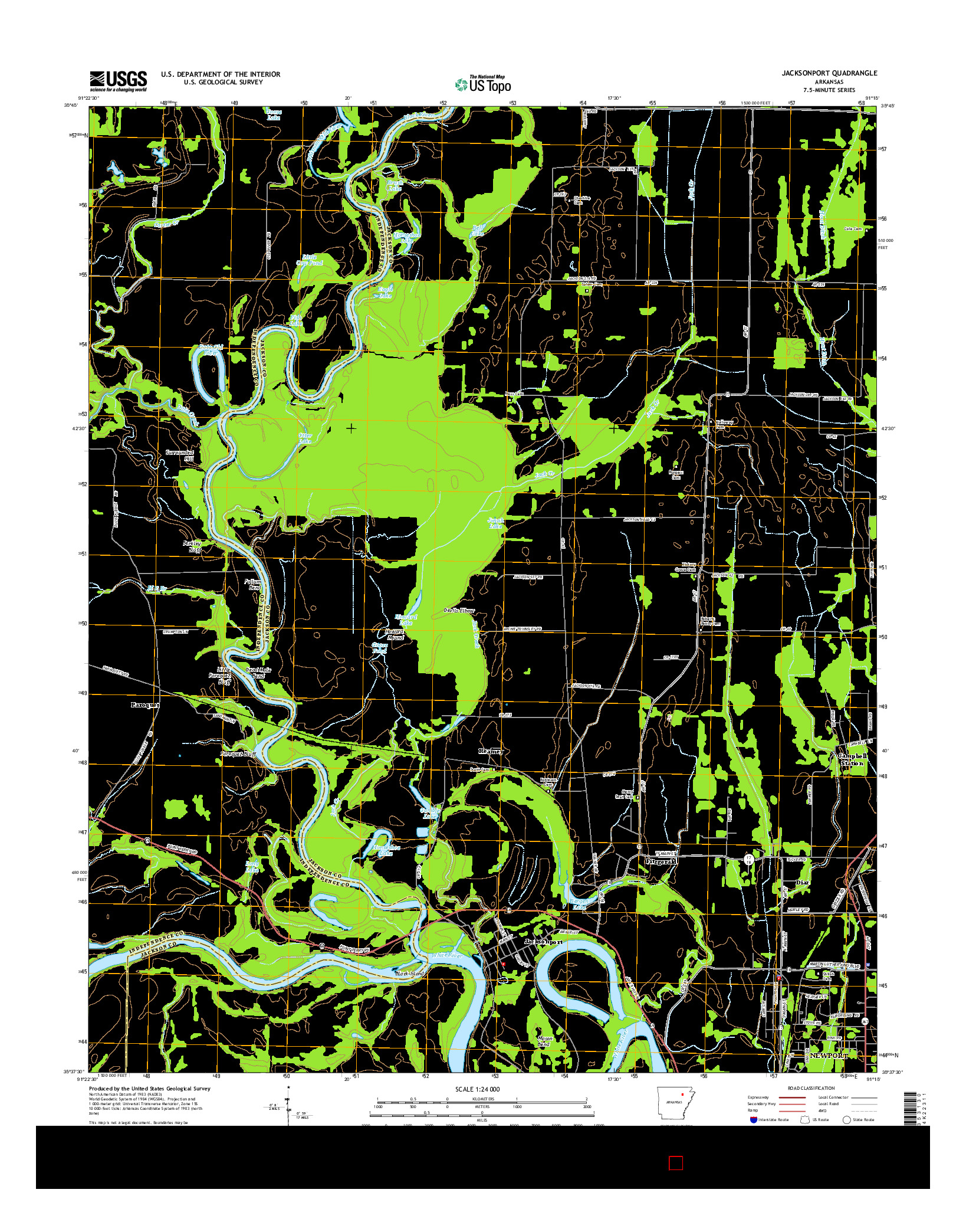 USGS US TOPO 7.5-MINUTE MAP FOR JACKSONPORT, AR 2014