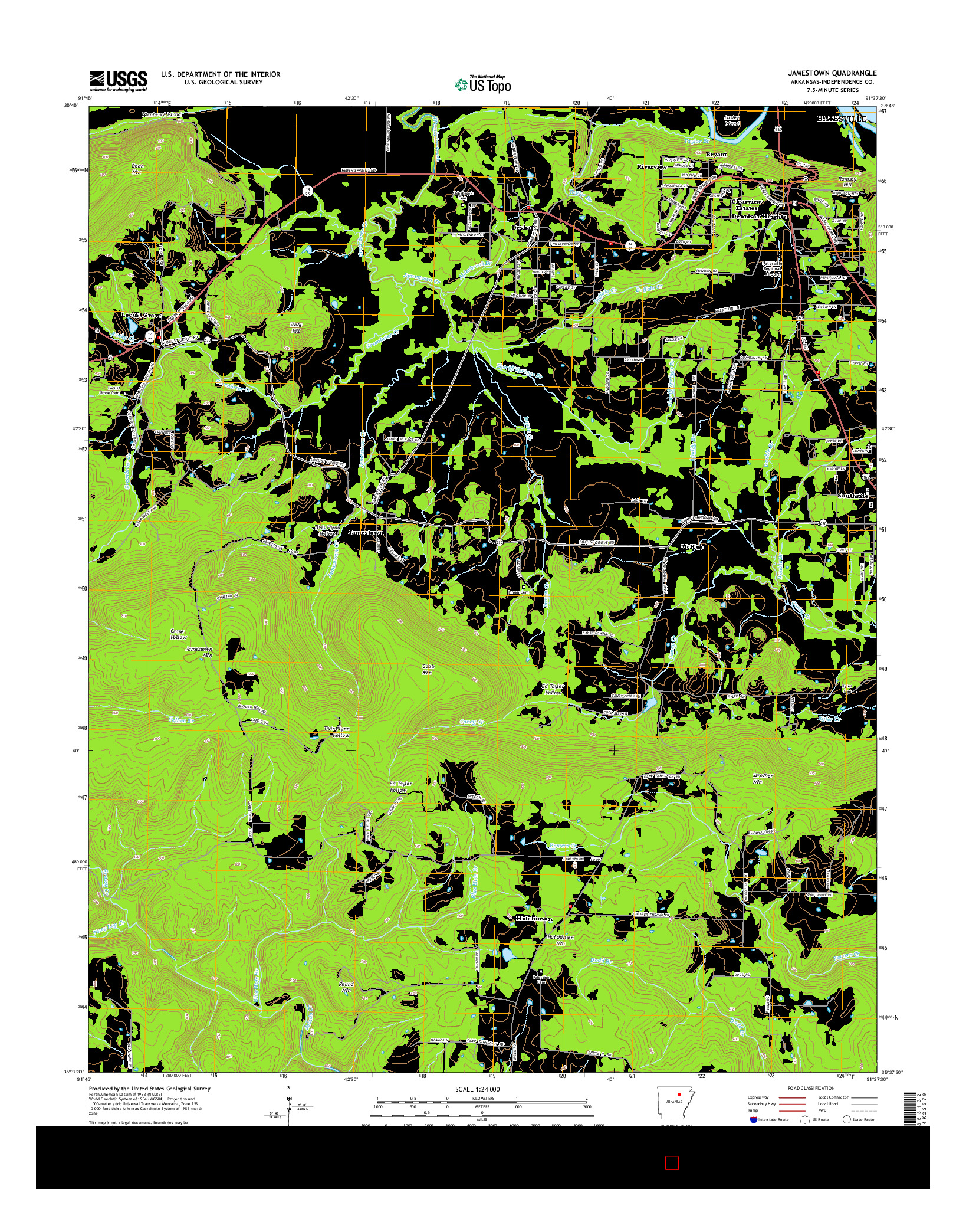 USGS US TOPO 7.5-MINUTE MAP FOR JAMESTOWN, AR 2014