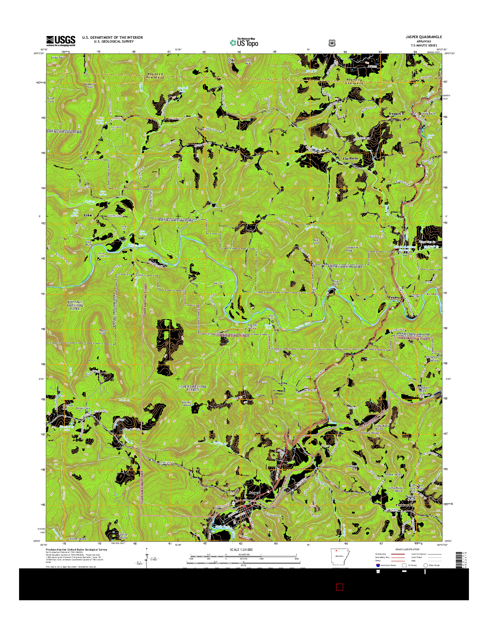 USGS US TOPO 7.5-MINUTE MAP FOR JASPER, AR 2014