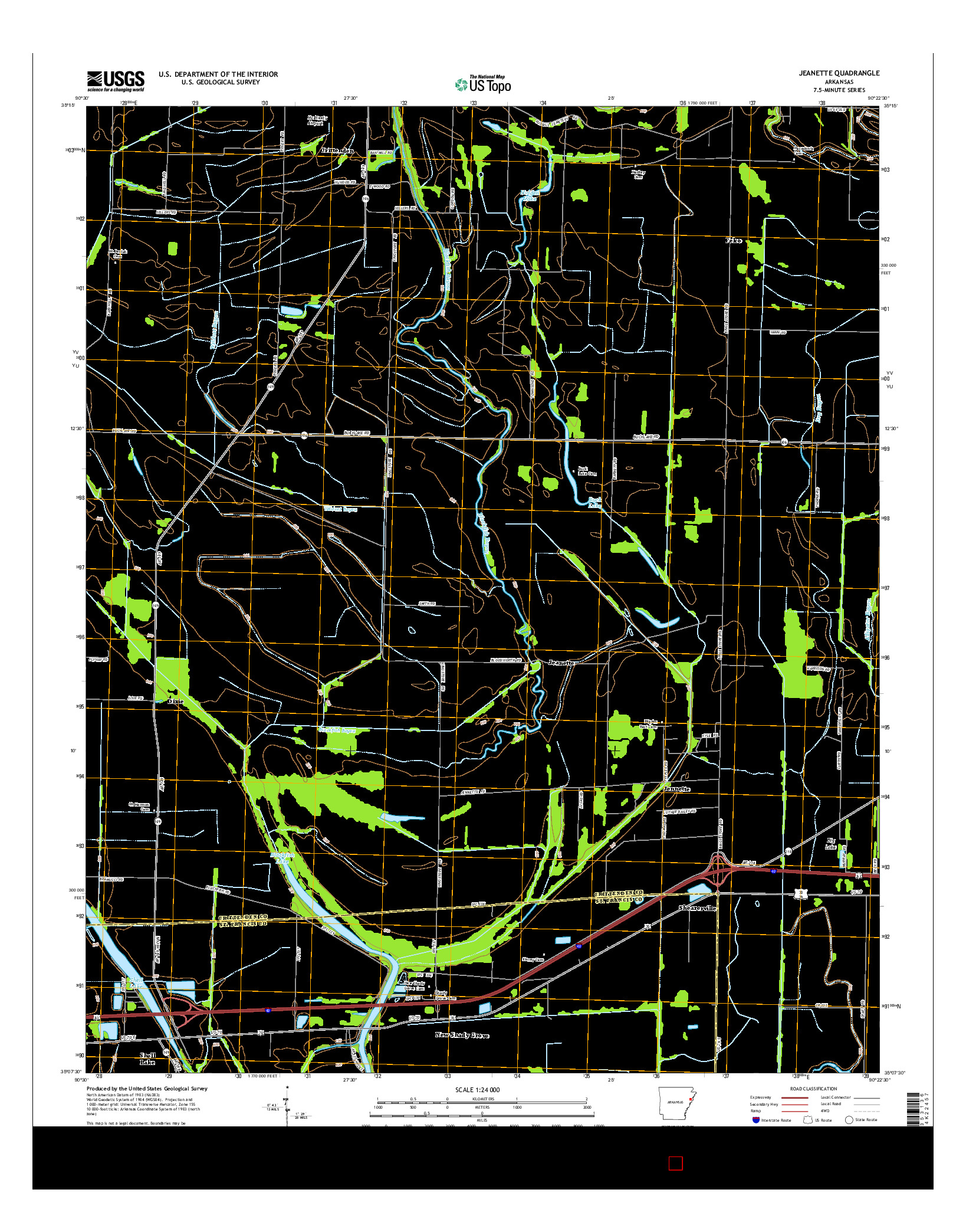 USGS US TOPO 7.5-MINUTE MAP FOR JEANETTE, AR 2014