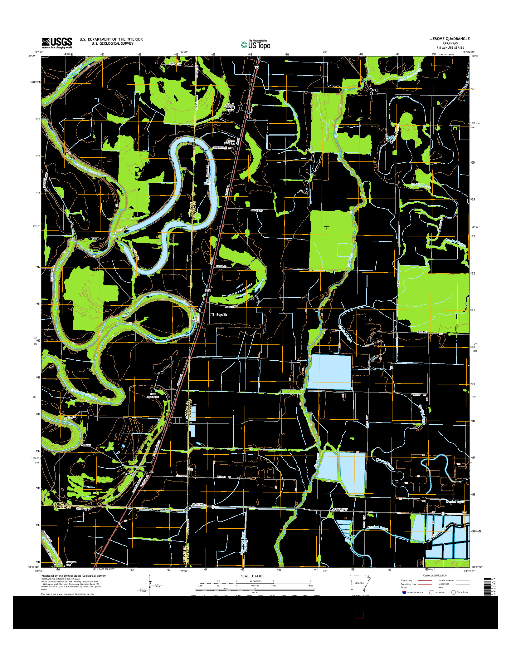 USGS US TOPO 7.5-MINUTE MAP FOR JEROME, AR 2014