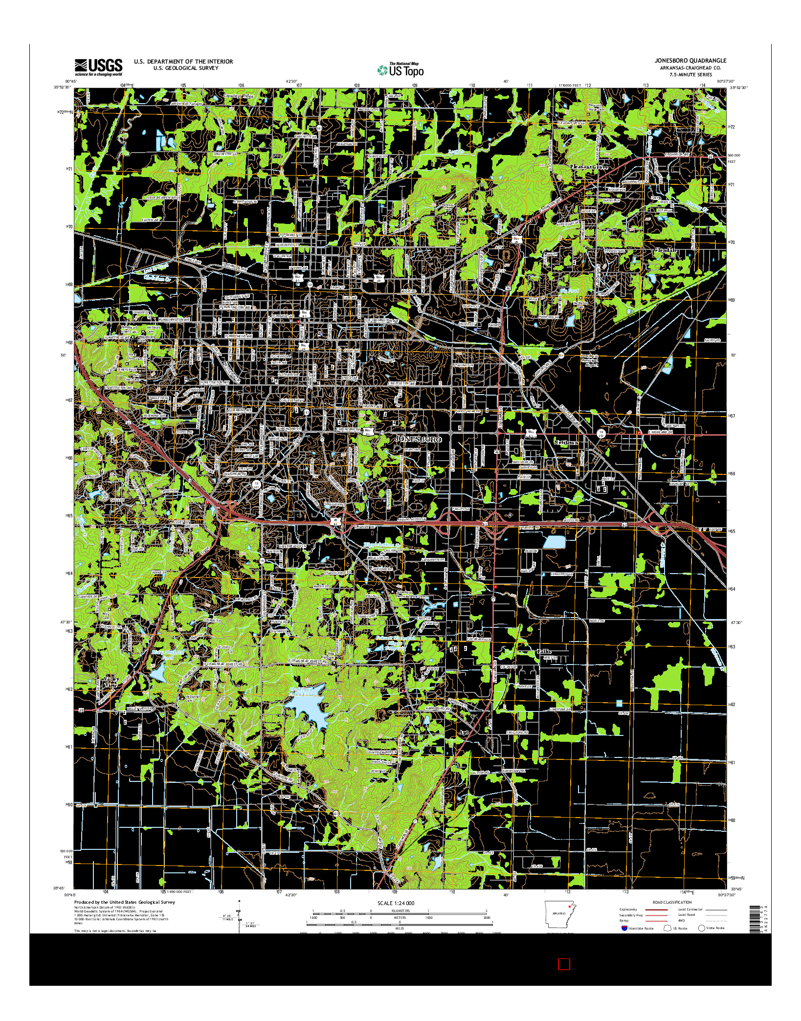 USGS US TOPO 7.5-MINUTE MAP FOR JONESBORO, AR 2014
