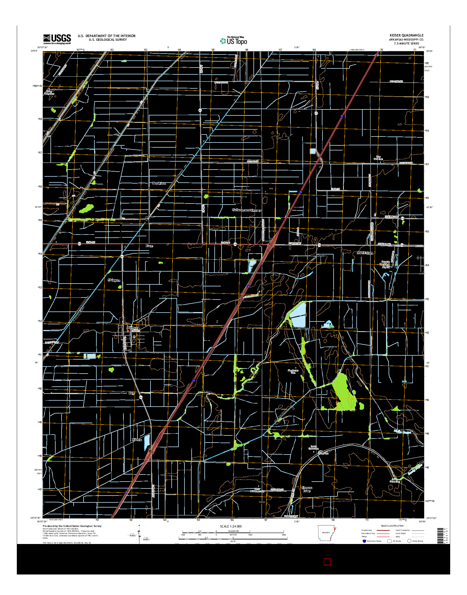 USGS US TOPO 7.5-MINUTE MAP FOR KEISER, AR 2014