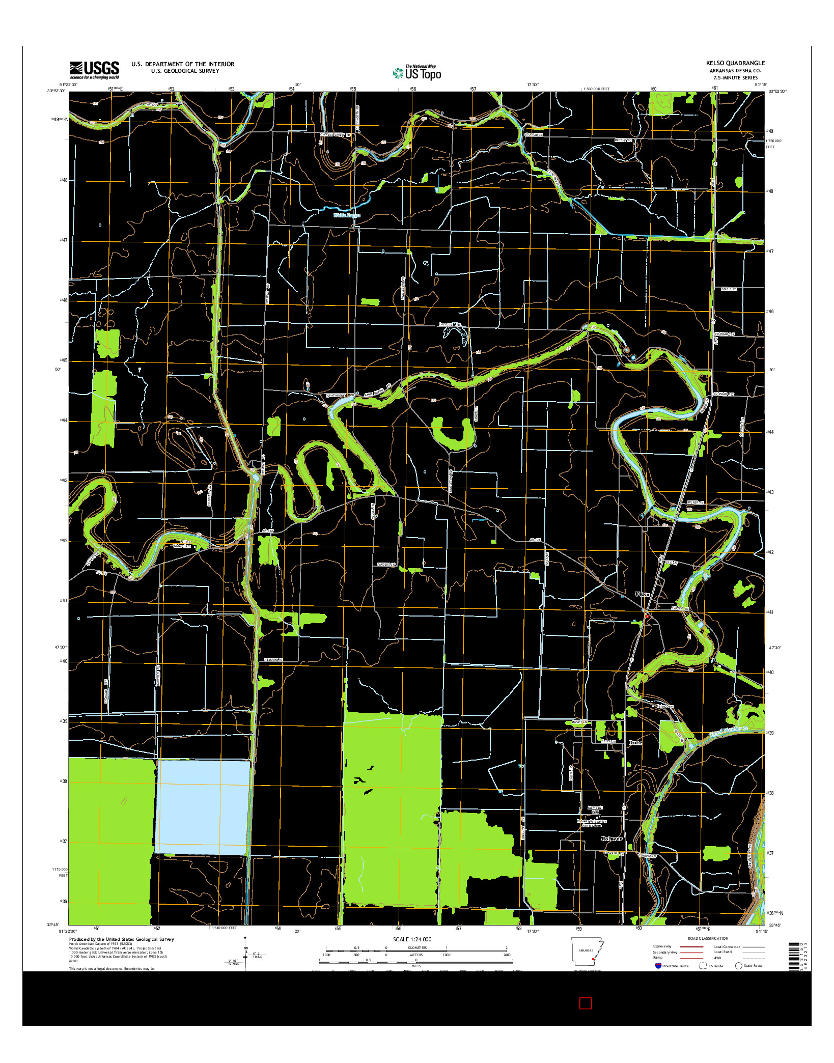 USGS US TOPO 7.5-MINUTE MAP FOR KELSO, AR 2014