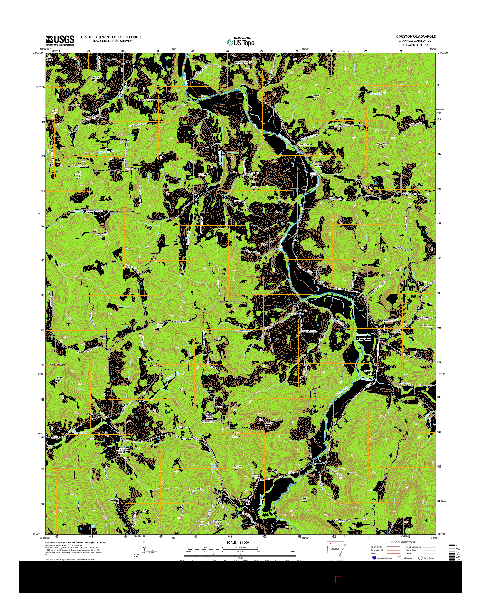 USGS US TOPO 7.5-MINUTE MAP FOR KINGSTON, AR 2014