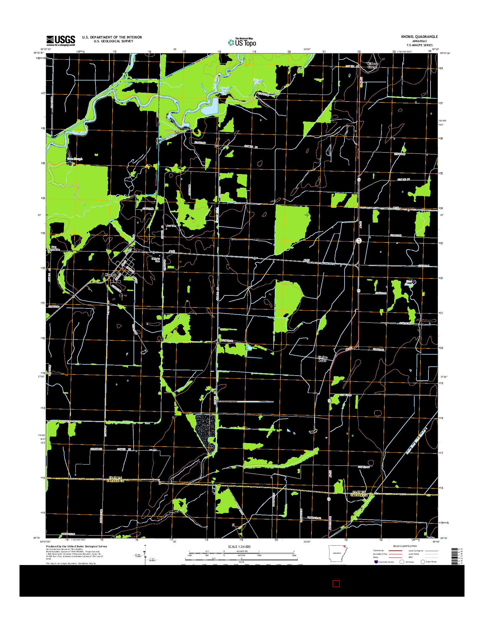 USGS US TOPO 7.5-MINUTE MAP FOR KNOBEL, AR 2014
