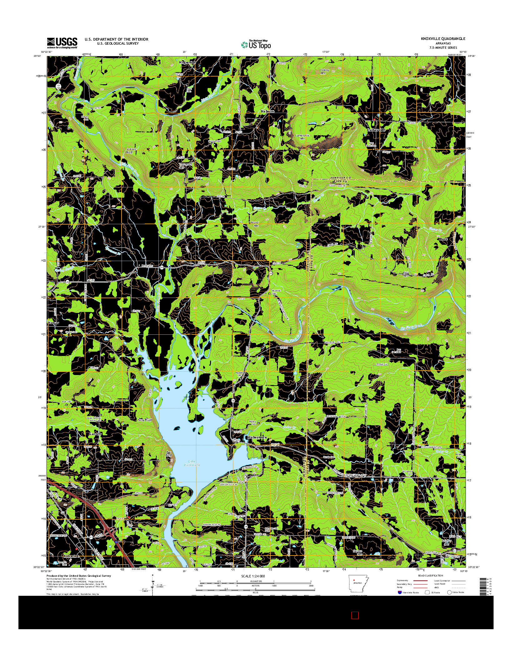 USGS US TOPO 7.5-MINUTE MAP FOR KNOXVILLE, AR 2014