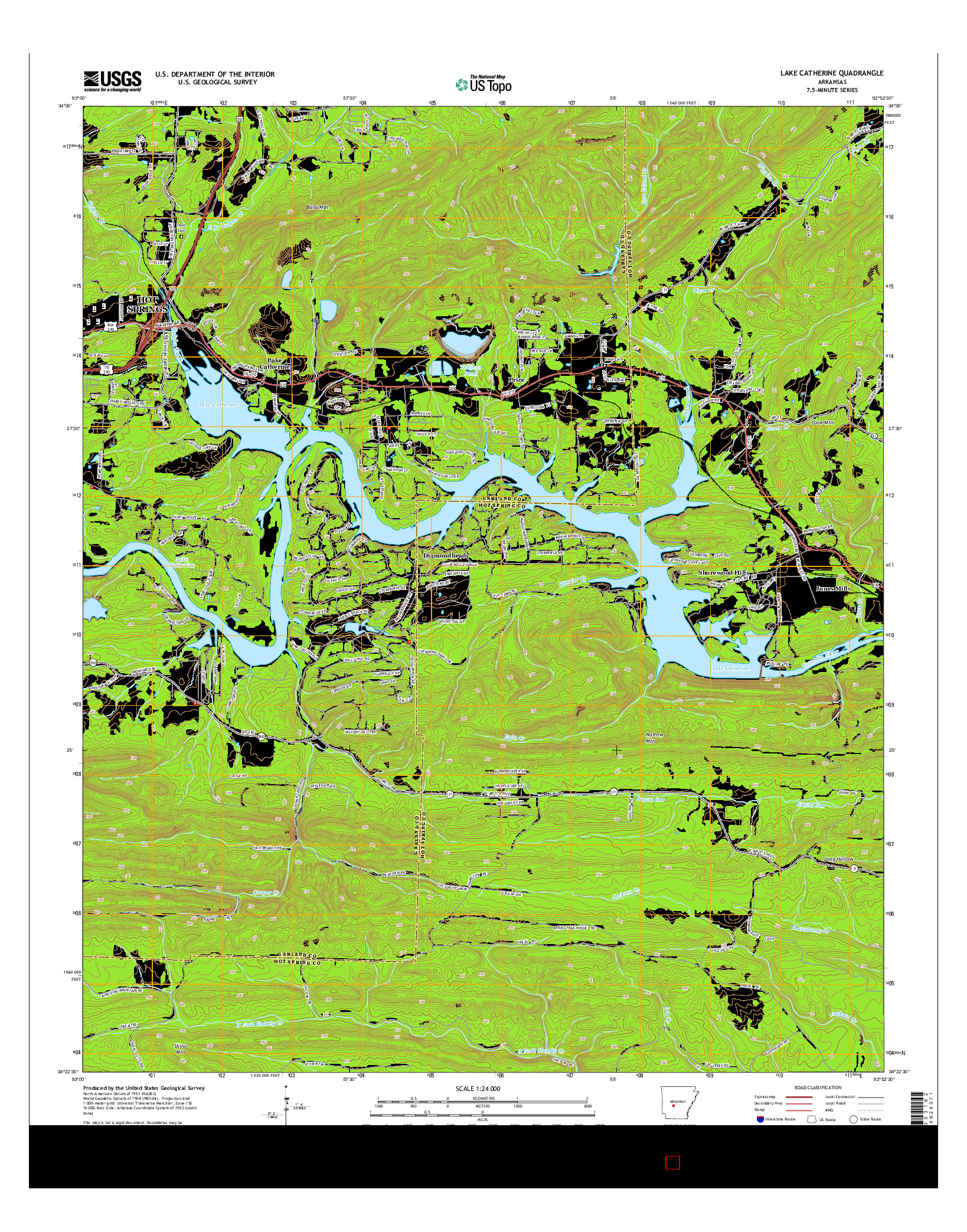 USGS US TOPO 7.5-MINUTE MAP FOR LAKE CATHERINE, AR 2014