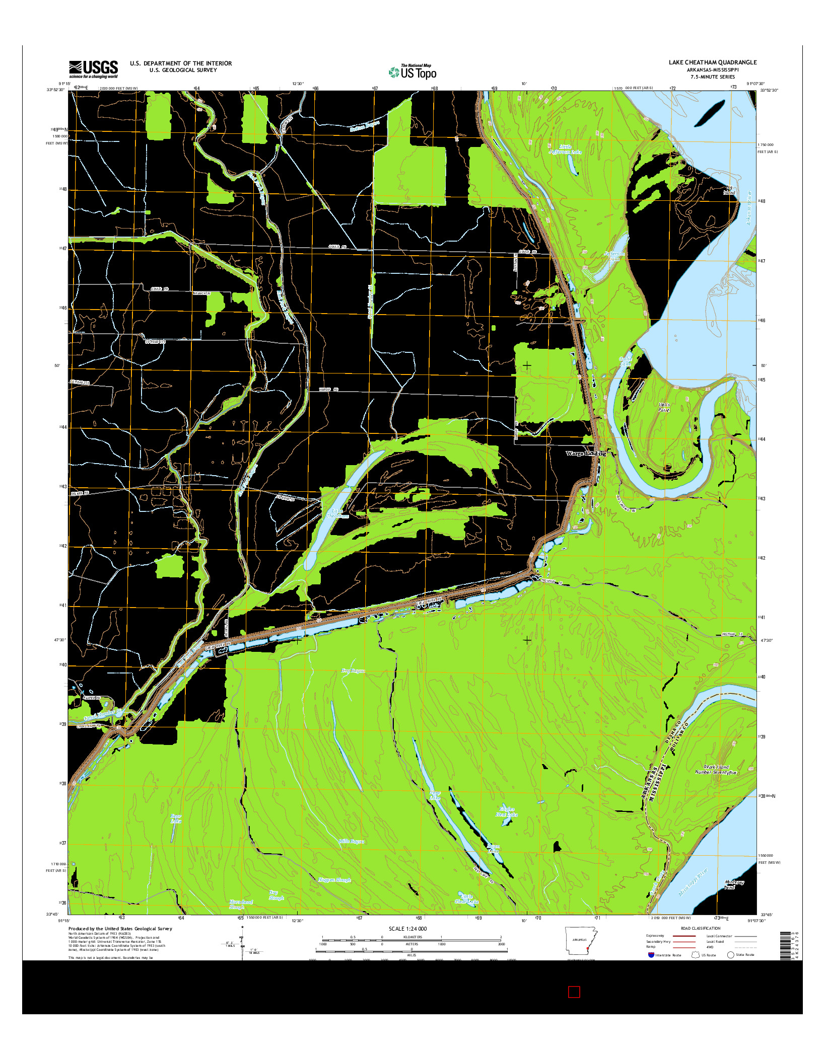 USGS US TOPO 7.5-MINUTE MAP FOR LAKE CHEATHAM, AR-MS 2014