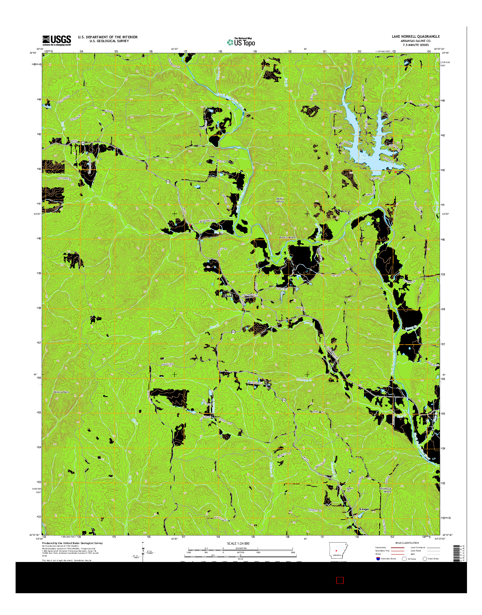 USGS US TOPO 7.5-MINUTE MAP FOR LAKE NORRELL, AR 2014