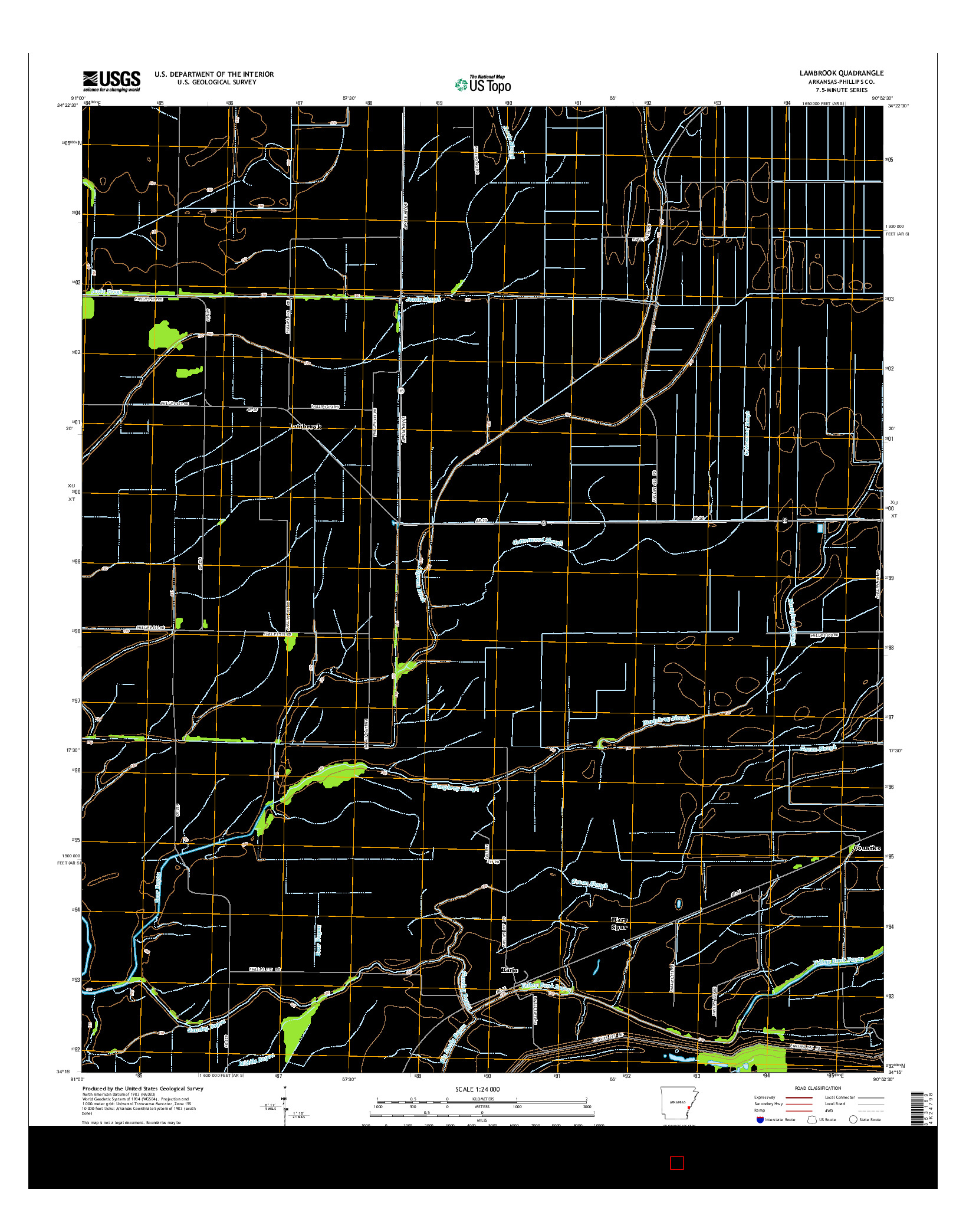 USGS US TOPO 7.5-MINUTE MAP FOR LAMBROOK, AR 2014