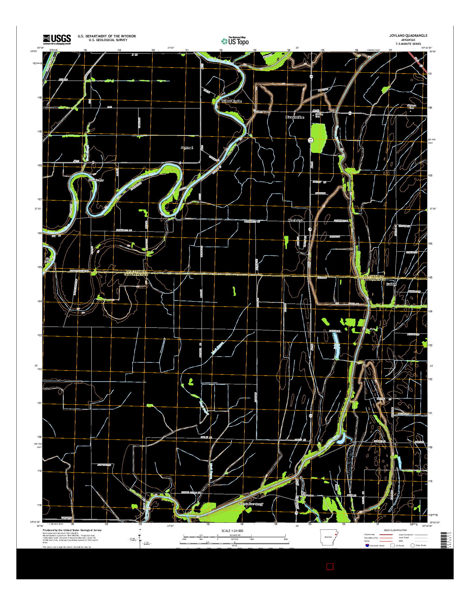 USGS US TOPO 7.5-MINUTE MAP FOR JOYLAND, AR 2014