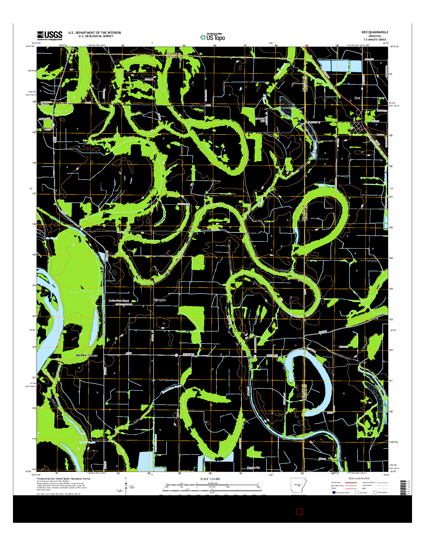 USGS US TOPO 7.5-MINUTE MAP FOR KEO, AR 2014