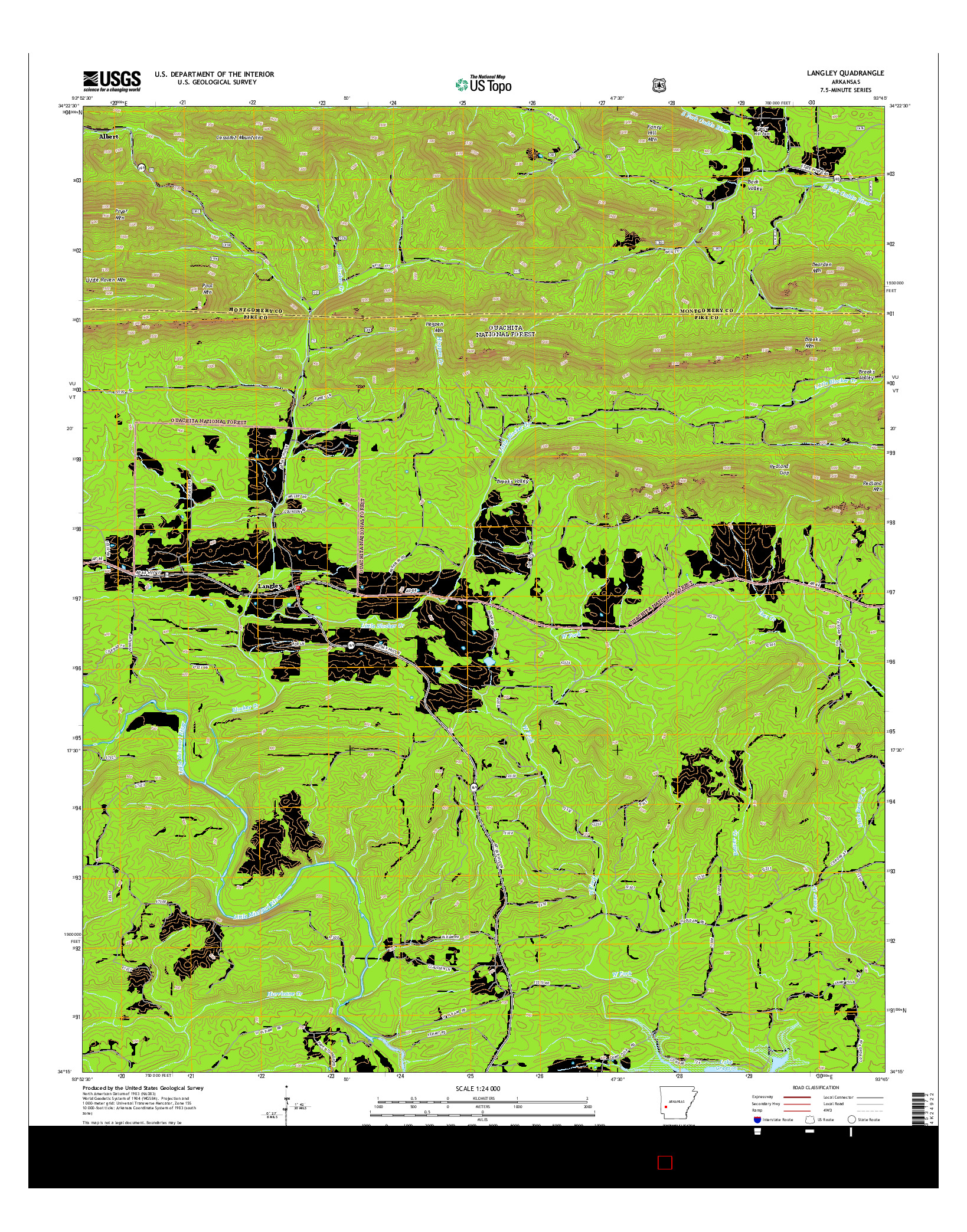 USGS US TOPO 7.5-MINUTE MAP FOR LANGLEY, AR 2014