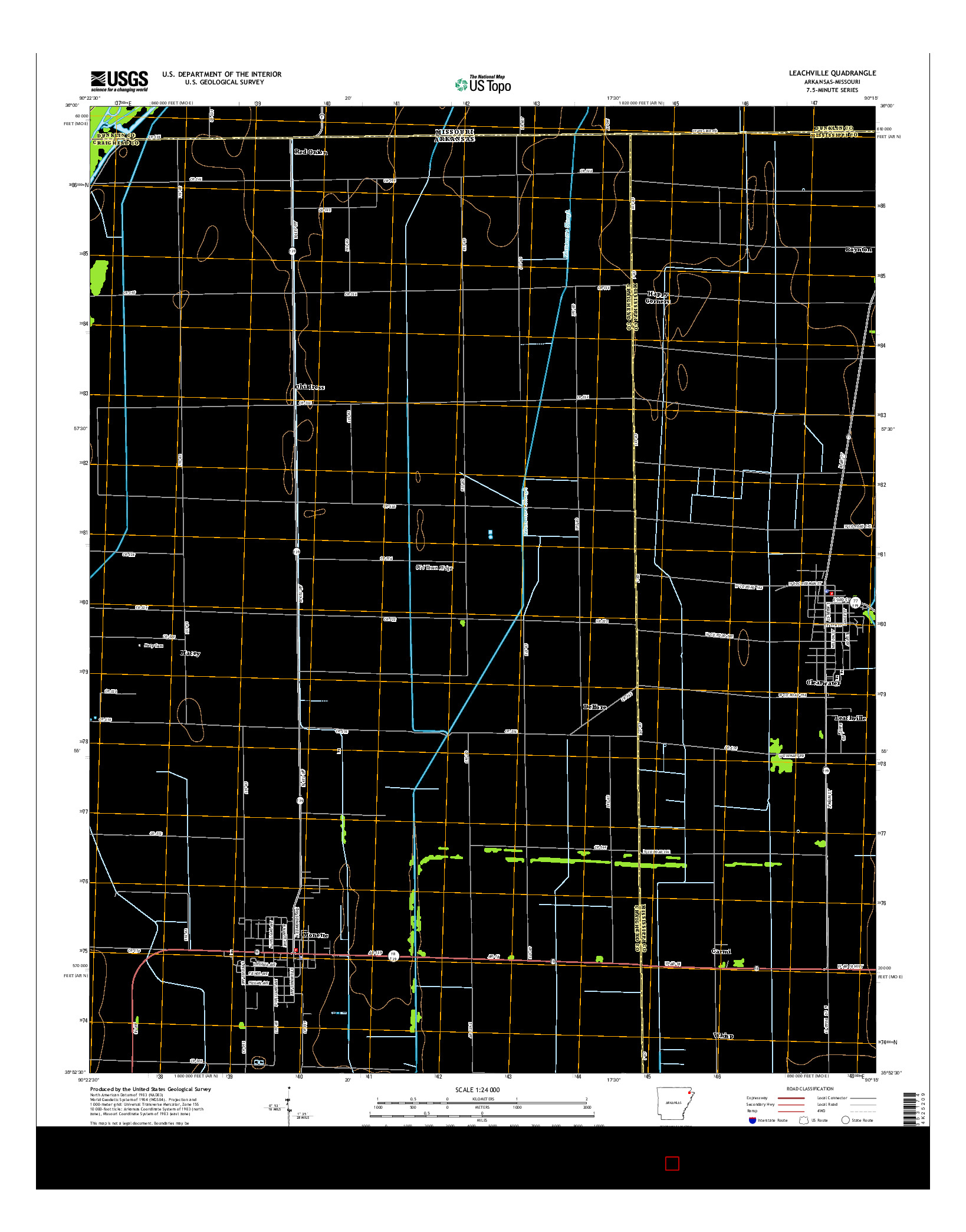 USGS US TOPO 7.5-MINUTE MAP FOR LEACHVILLE, AR-MO 2014