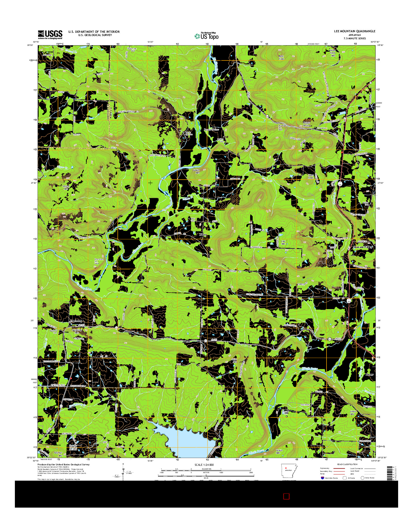 USGS US TOPO 7.5-MINUTE MAP FOR LEE MOUNTAIN, AR 2014