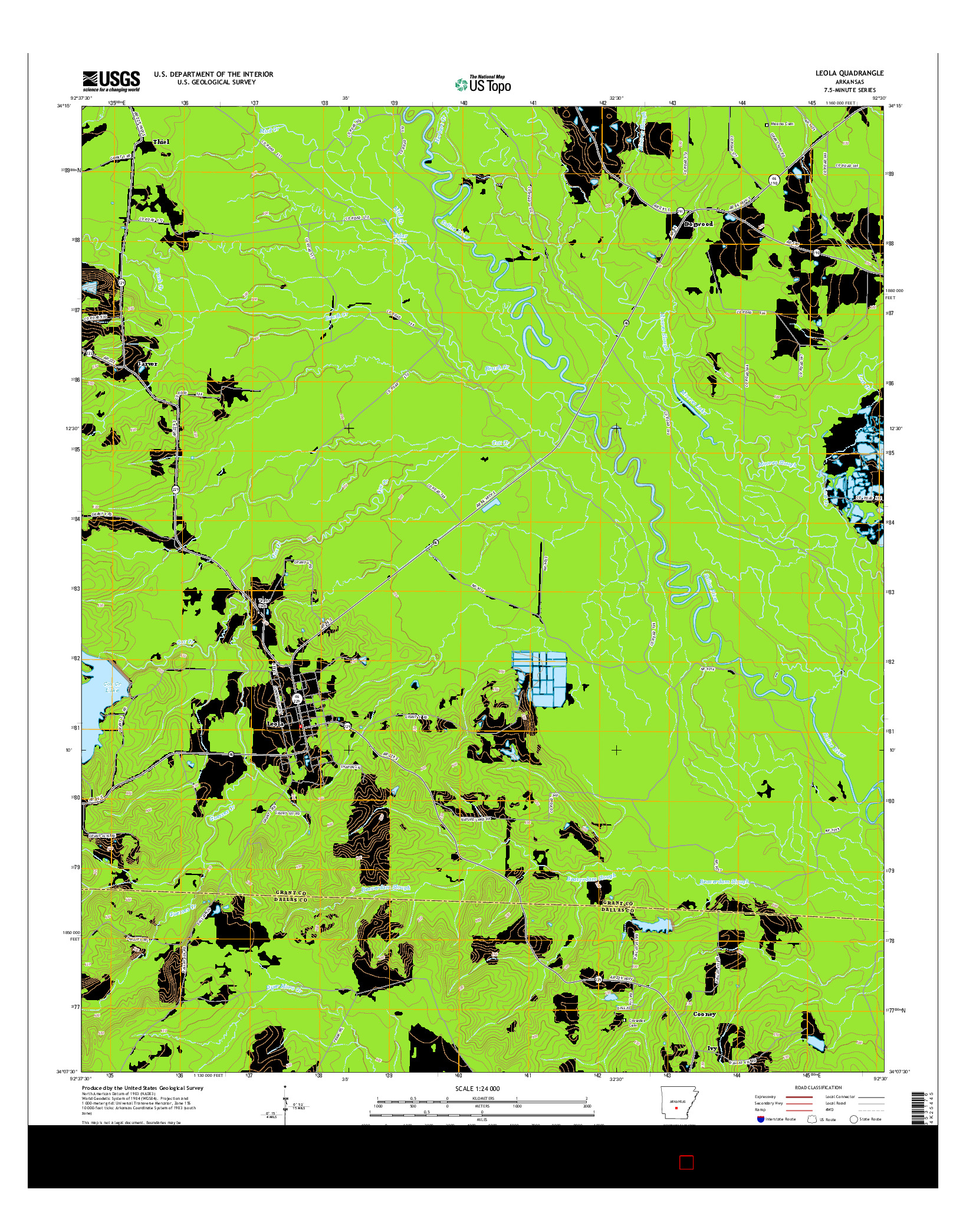 USGS US TOPO 7.5-MINUTE MAP FOR LEOLA, AR 2014