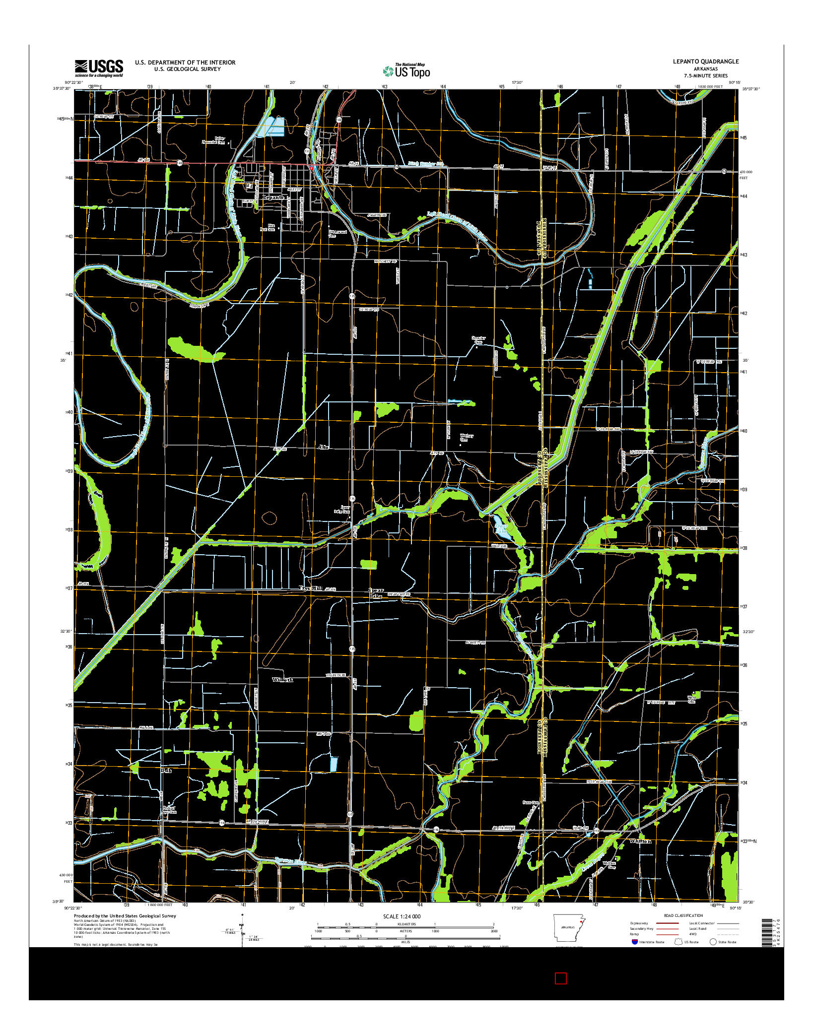 USGS US TOPO 7.5-MINUTE MAP FOR LEPANTO, AR 2014