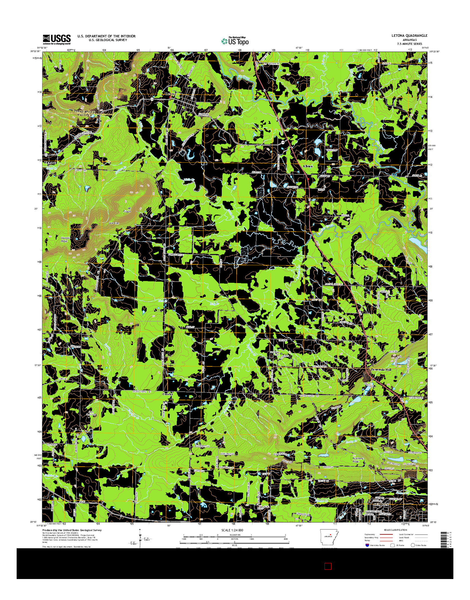 USGS US TOPO 7.5-MINUTE MAP FOR LETONA, AR 2014