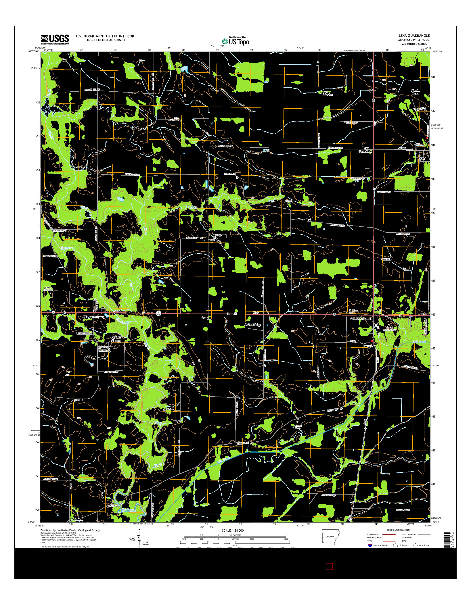 USGS US TOPO 7.5-MINUTE MAP FOR LEXA, AR 2014