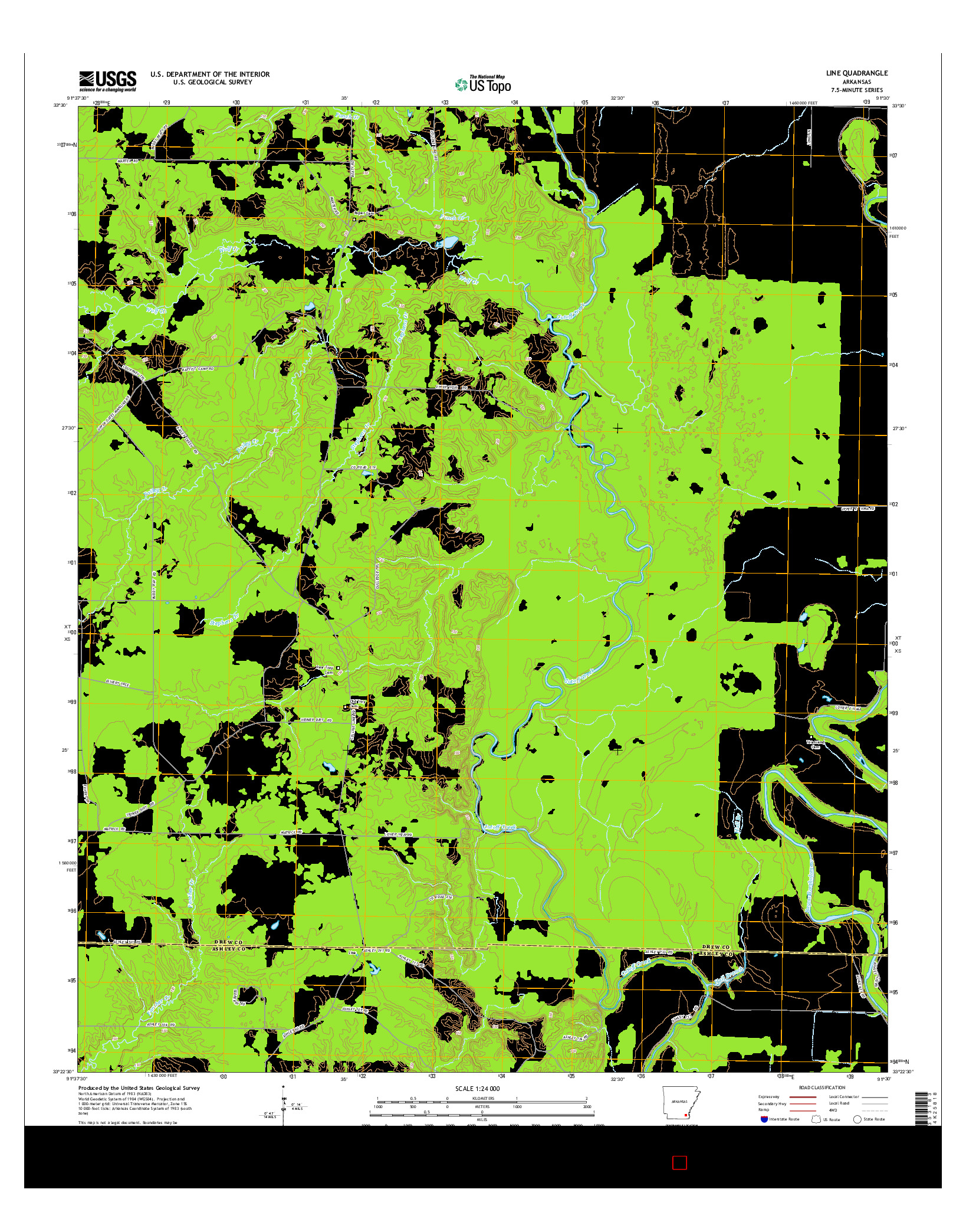 USGS US TOPO 7.5-MINUTE MAP FOR LINE, AR 2014