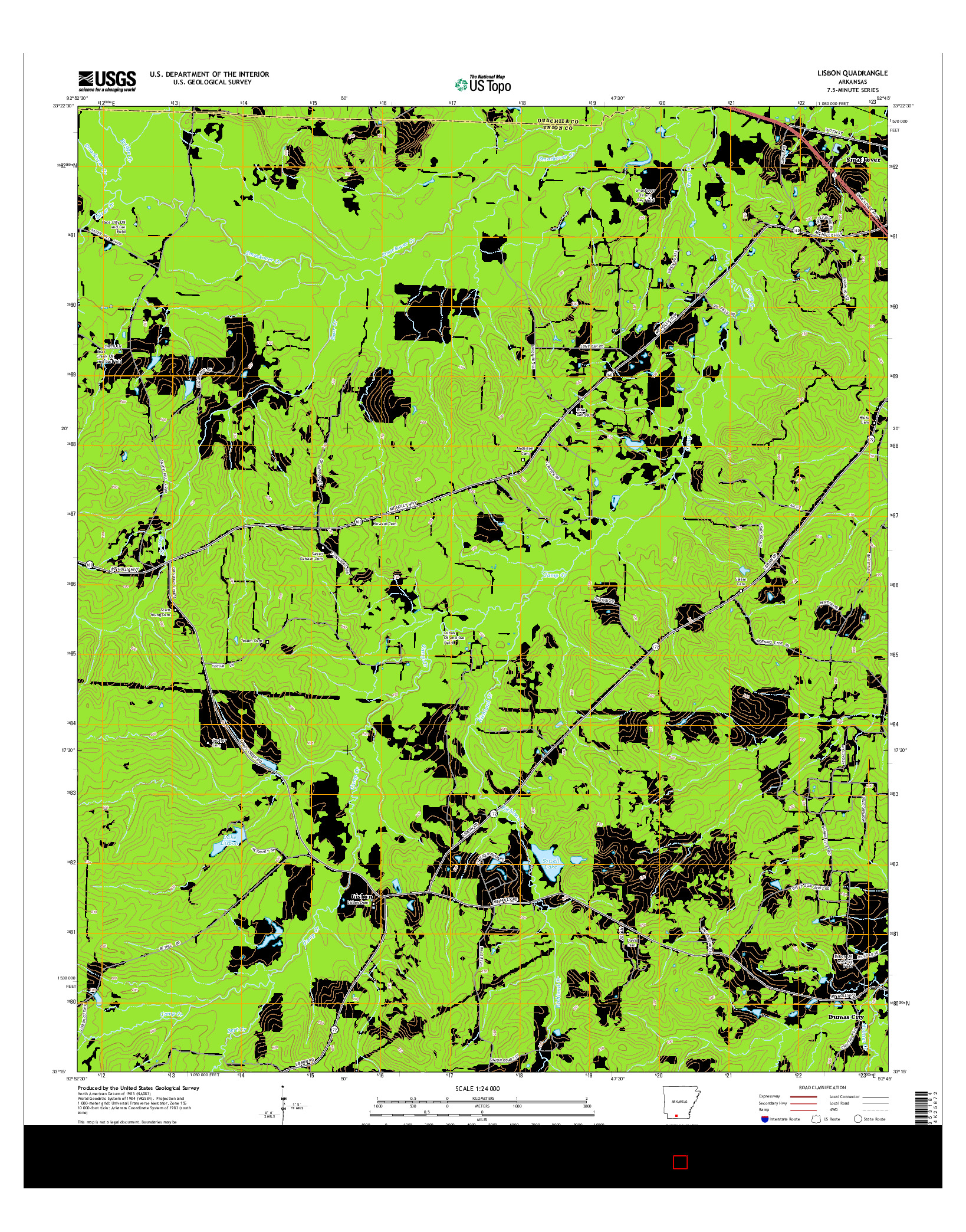 USGS US TOPO 7.5-MINUTE MAP FOR LISBON, AR 2014