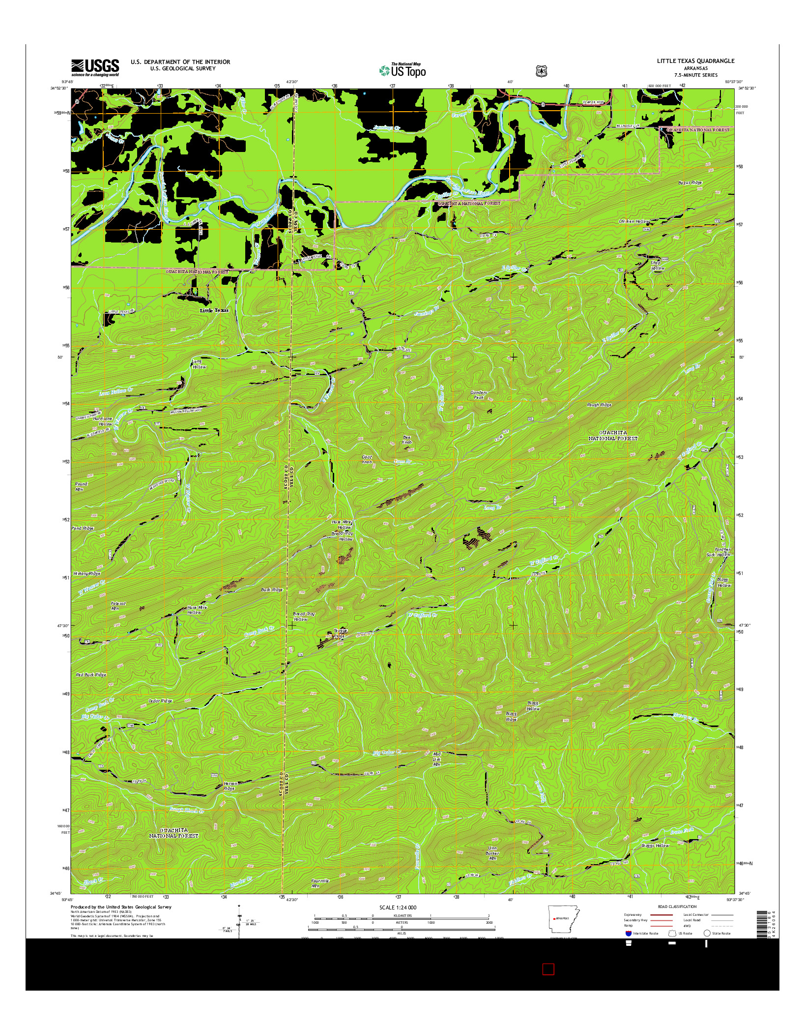 USGS US TOPO 7.5-MINUTE MAP FOR LITTLE TEXAS, AR 2014