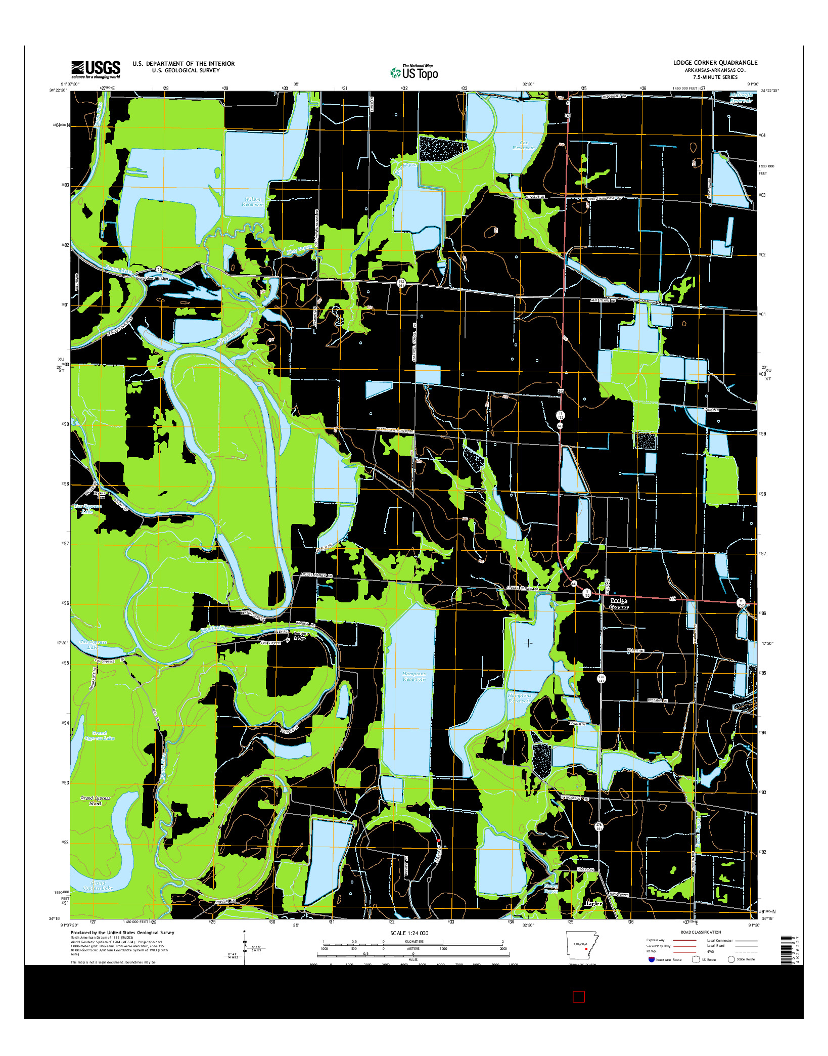 USGS US TOPO 7.5-MINUTE MAP FOR LODGE CORNER, AR 2014