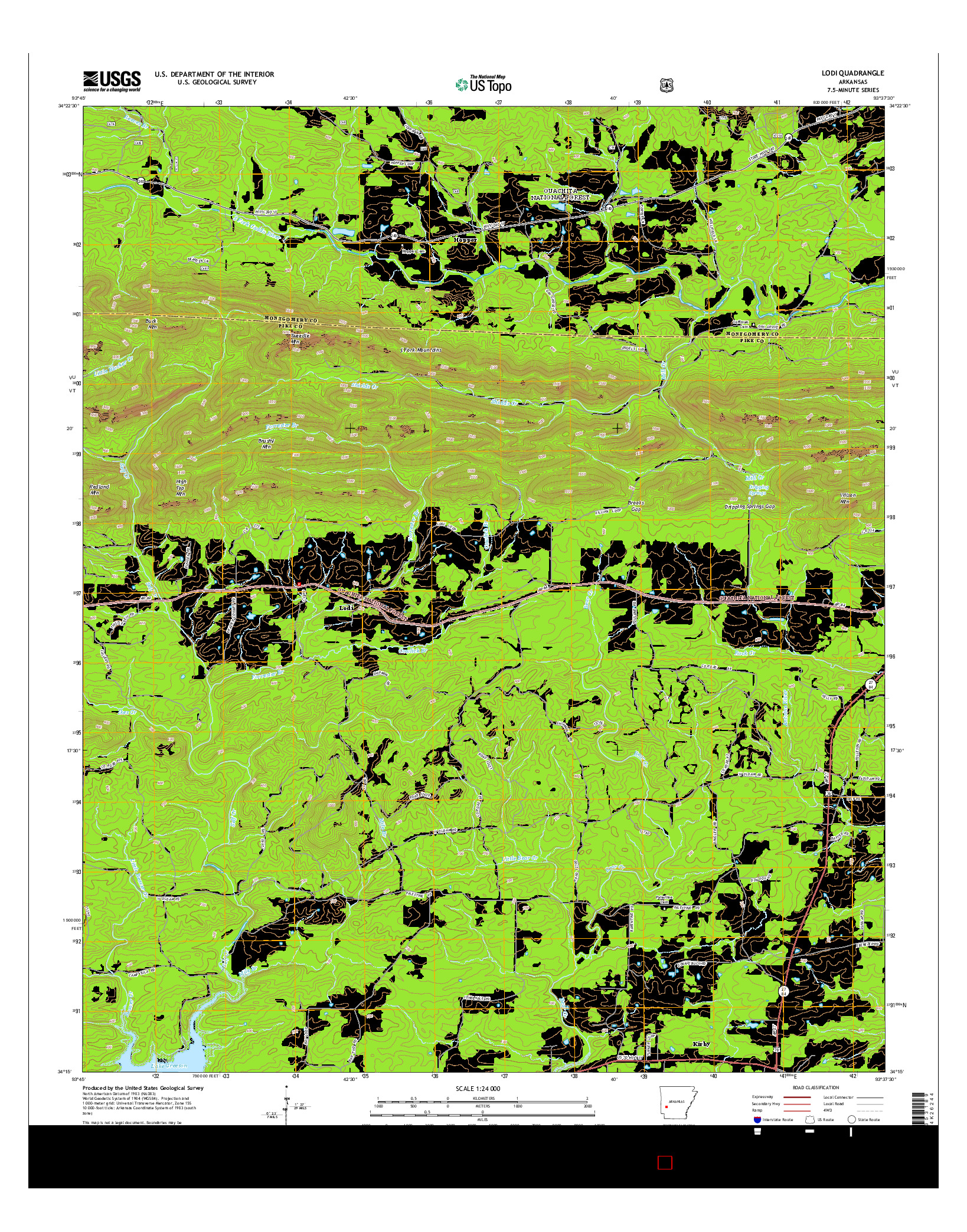 USGS US TOPO 7.5-MINUTE MAP FOR LODI, AR 2014