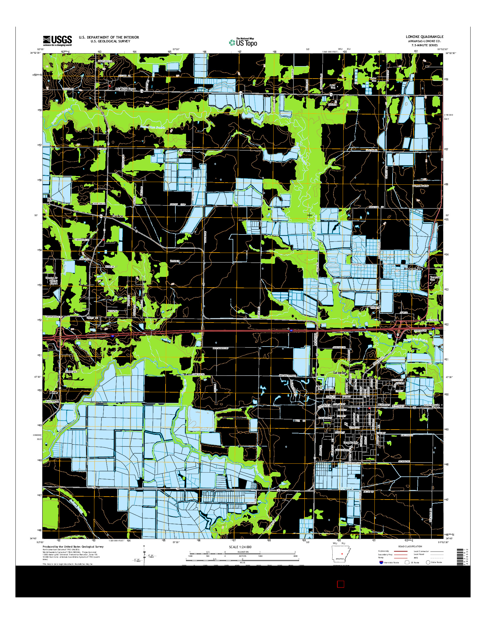 USGS US TOPO 7.5-MINUTE MAP FOR LONOKE, AR 2014