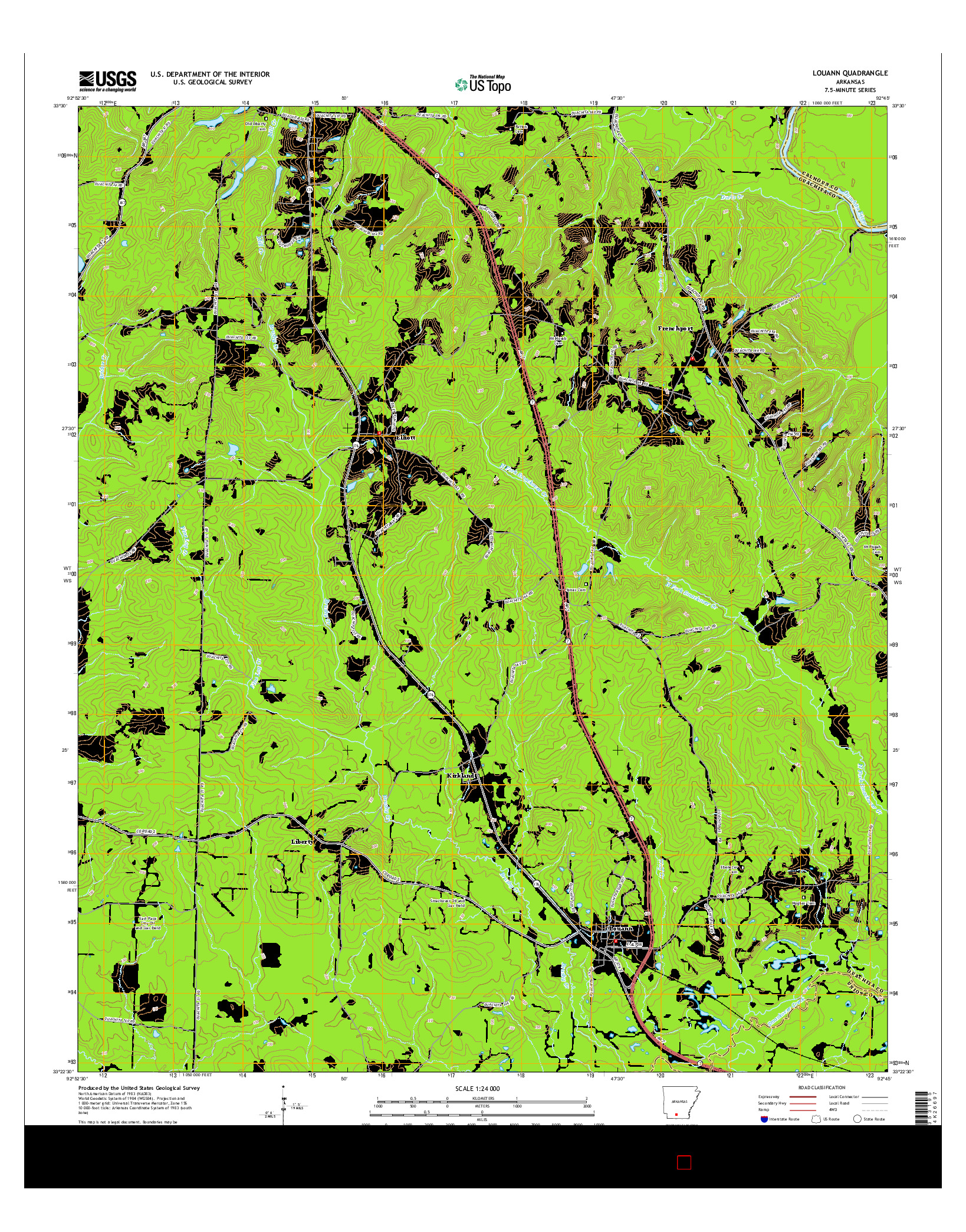 USGS US TOPO 7.5-MINUTE MAP FOR LOUANN, AR 2014