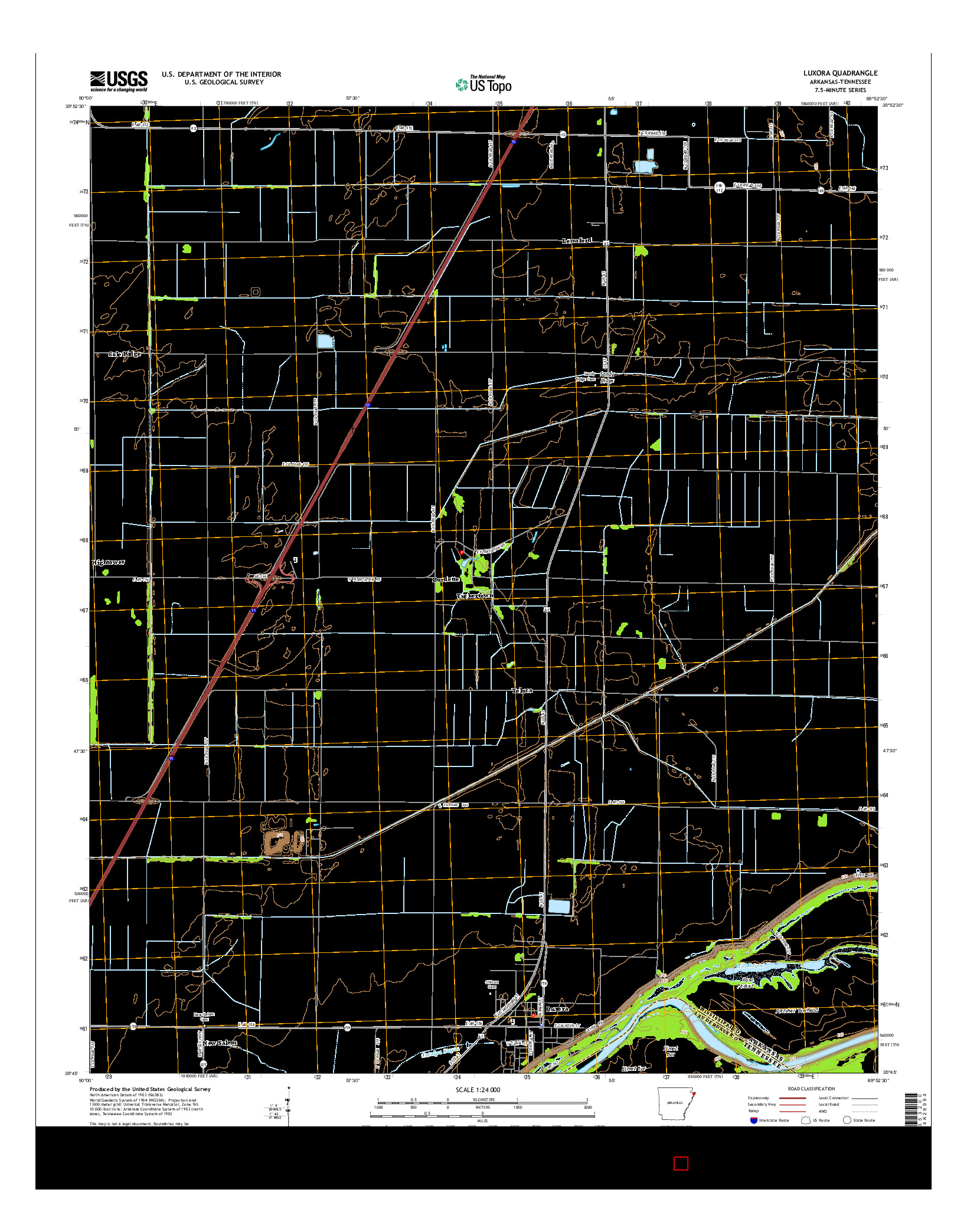 USGS US TOPO 7.5-MINUTE MAP FOR LUXORA, AR-TN 2014