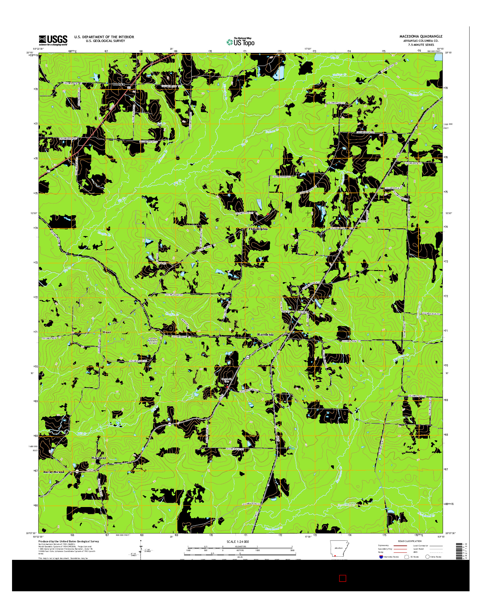 USGS US TOPO 7.5-MINUTE MAP FOR MACEDONIA, AR 2014