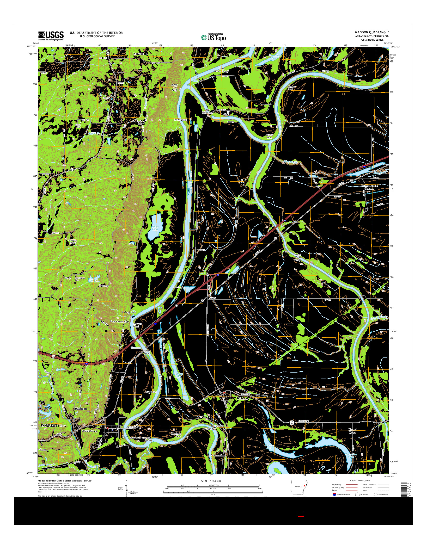 USGS US TOPO 7.5-MINUTE MAP FOR MADISON, AR 2014