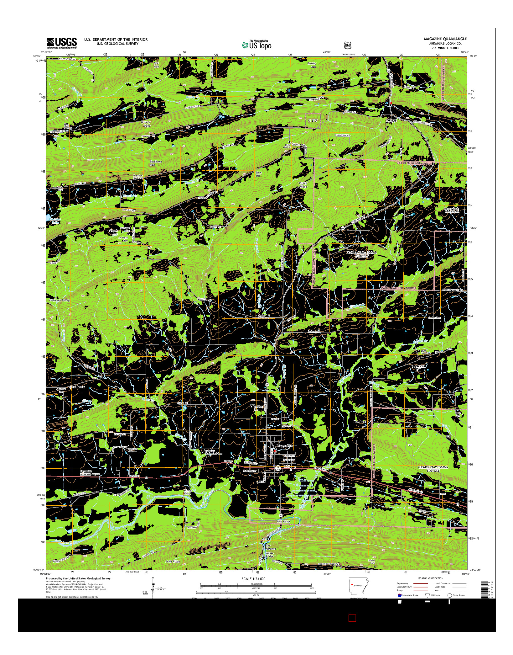 USGS US TOPO 7.5-MINUTE MAP FOR MAGAZINE, AR 2014