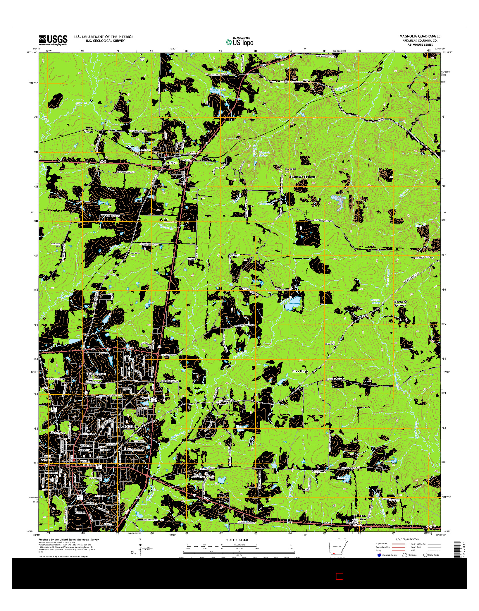 USGS US TOPO 7.5-MINUTE MAP FOR MAGNOLIA, AR 2014