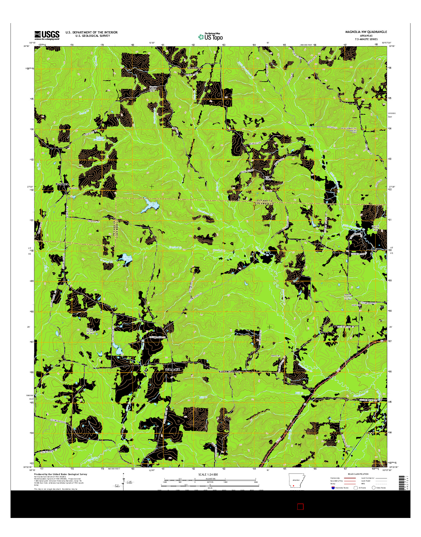 USGS US TOPO 7.5-MINUTE MAP FOR MAGNOLIA NW, AR 2014