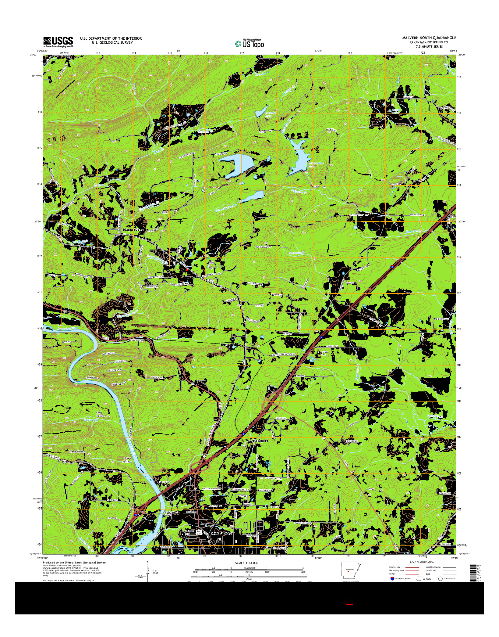 USGS US TOPO 7.5-MINUTE MAP FOR MALVERN NORTH, AR 2014