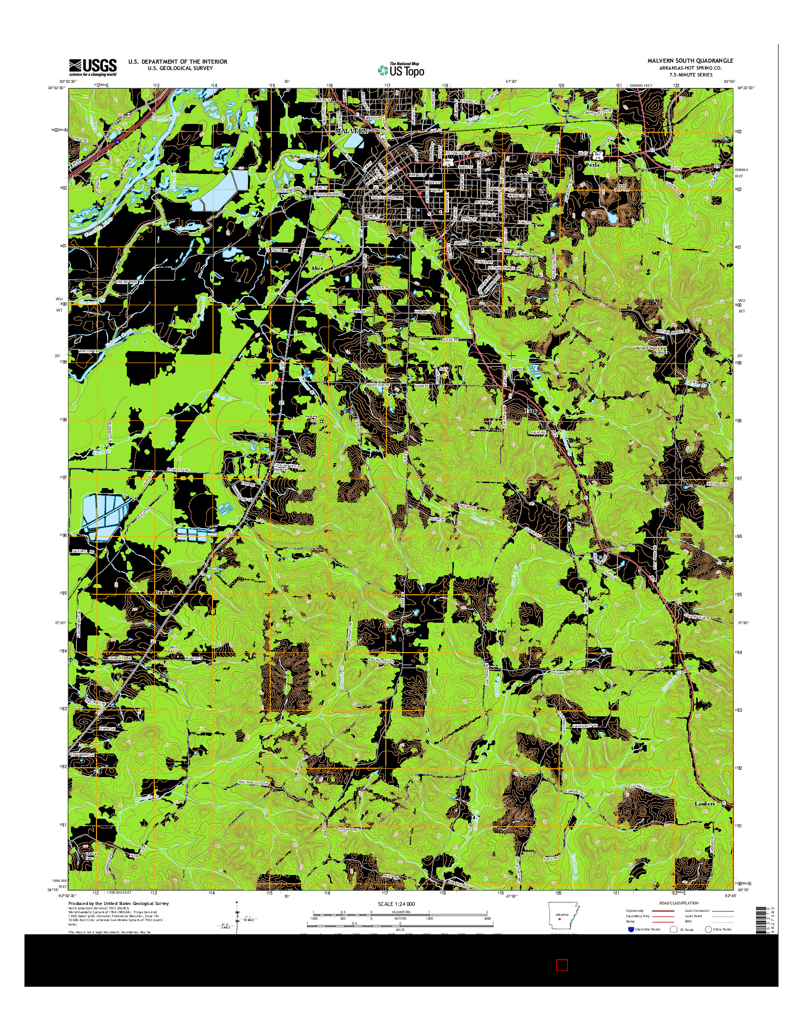 USGS US TOPO 7.5-MINUTE MAP FOR MALVERN SOUTH, AR 2014