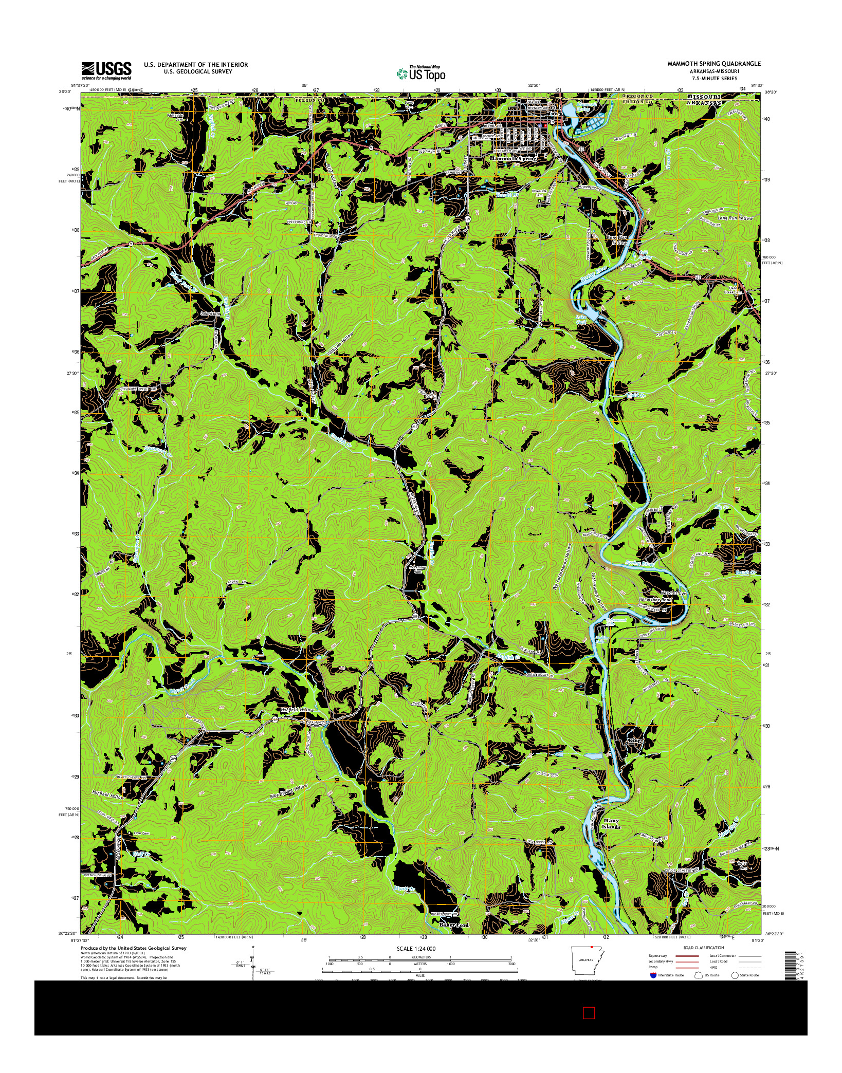 USGS US TOPO 7.5-MINUTE MAP FOR MAMMOTH SPRING, AR-MO 2014