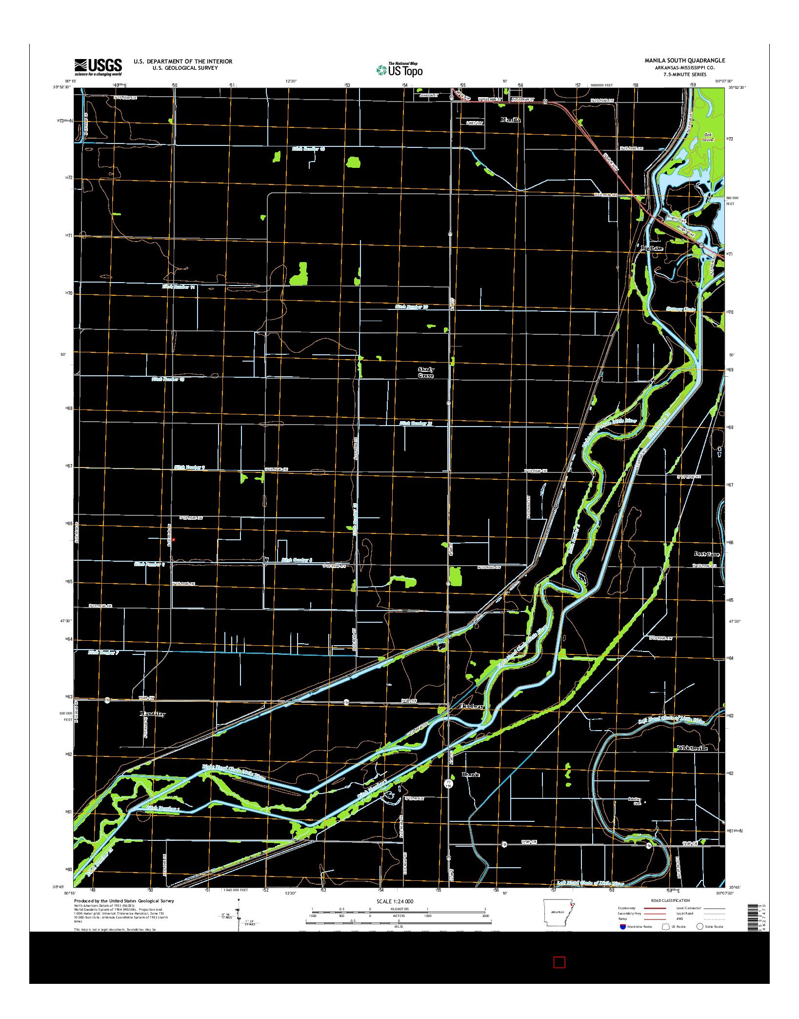 USGS US TOPO 7.5-MINUTE MAP FOR MANILA SOUTH, AR 2014