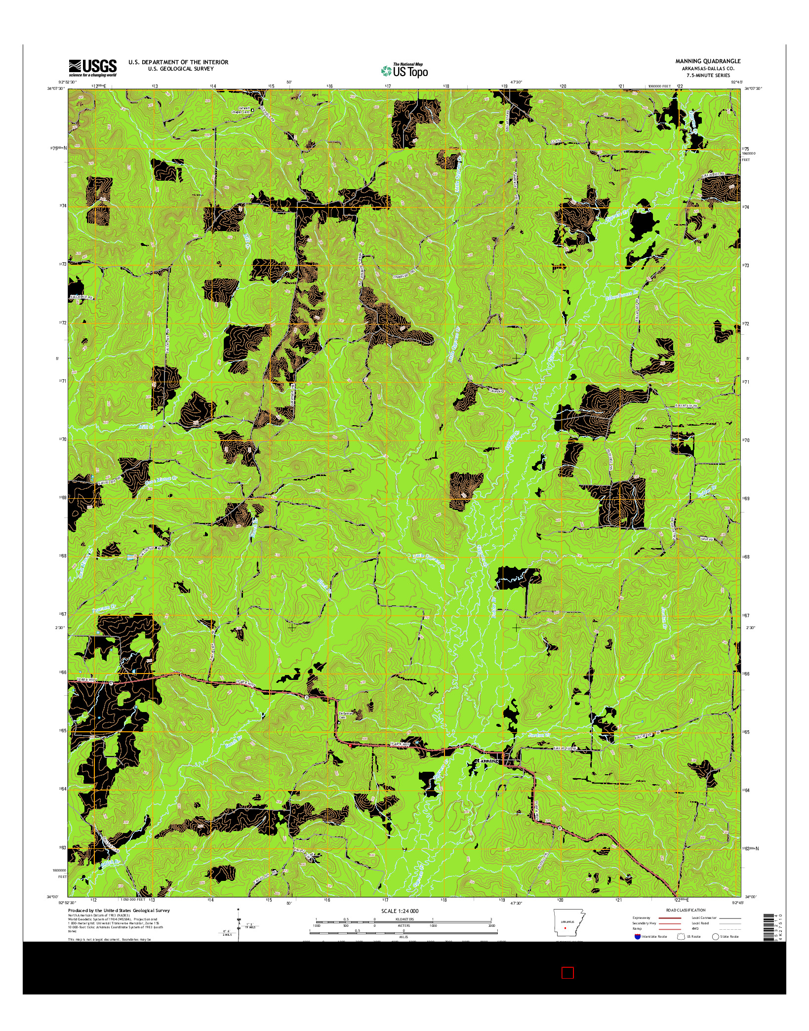 USGS US TOPO 7.5-MINUTE MAP FOR MANNING, AR 2014