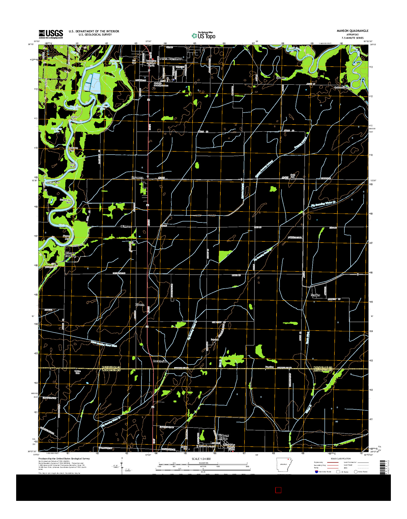 USGS US TOPO 7.5-MINUTE MAP FOR MANSON, AR 2014