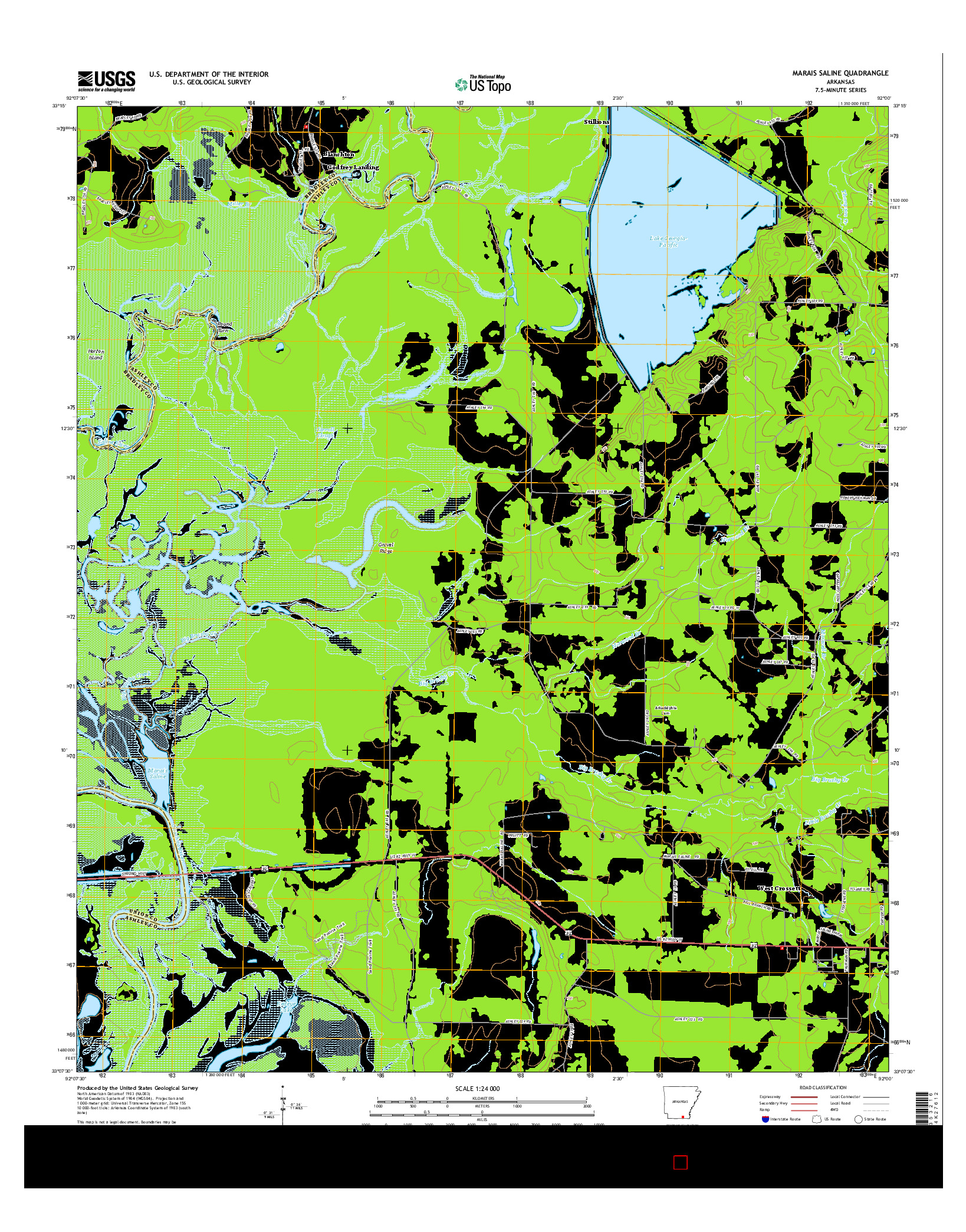 USGS US TOPO 7.5-MINUTE MAP FOR MARAIS SALINE, AR 2014