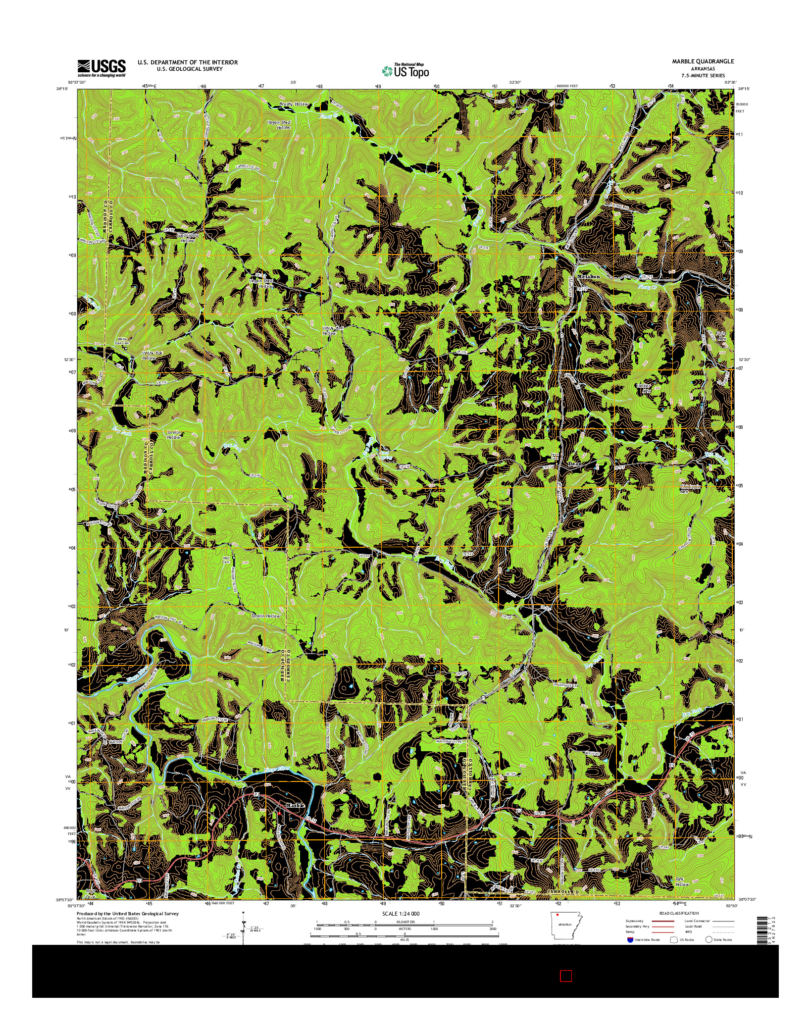 USGS US TOPO 7.5-MINUTE MAP FOR MARBLE, AR 2014