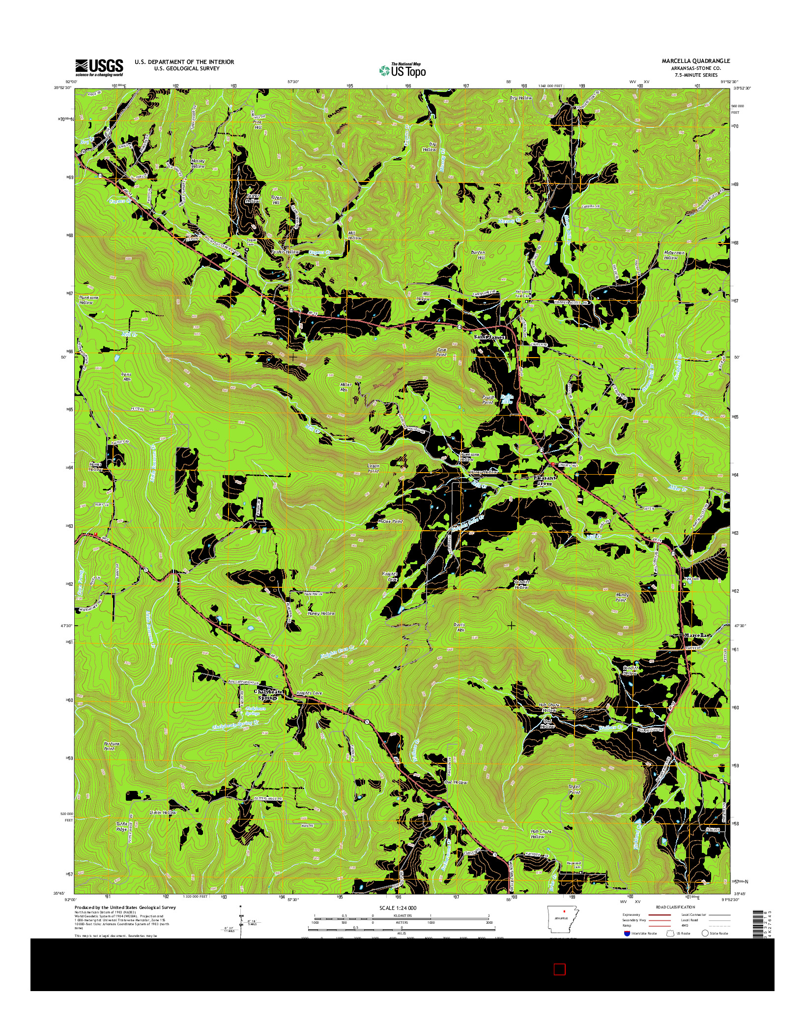 USGS US TOPO 7.5-MINUTE MAP FOR MARCELLA, AR 2014