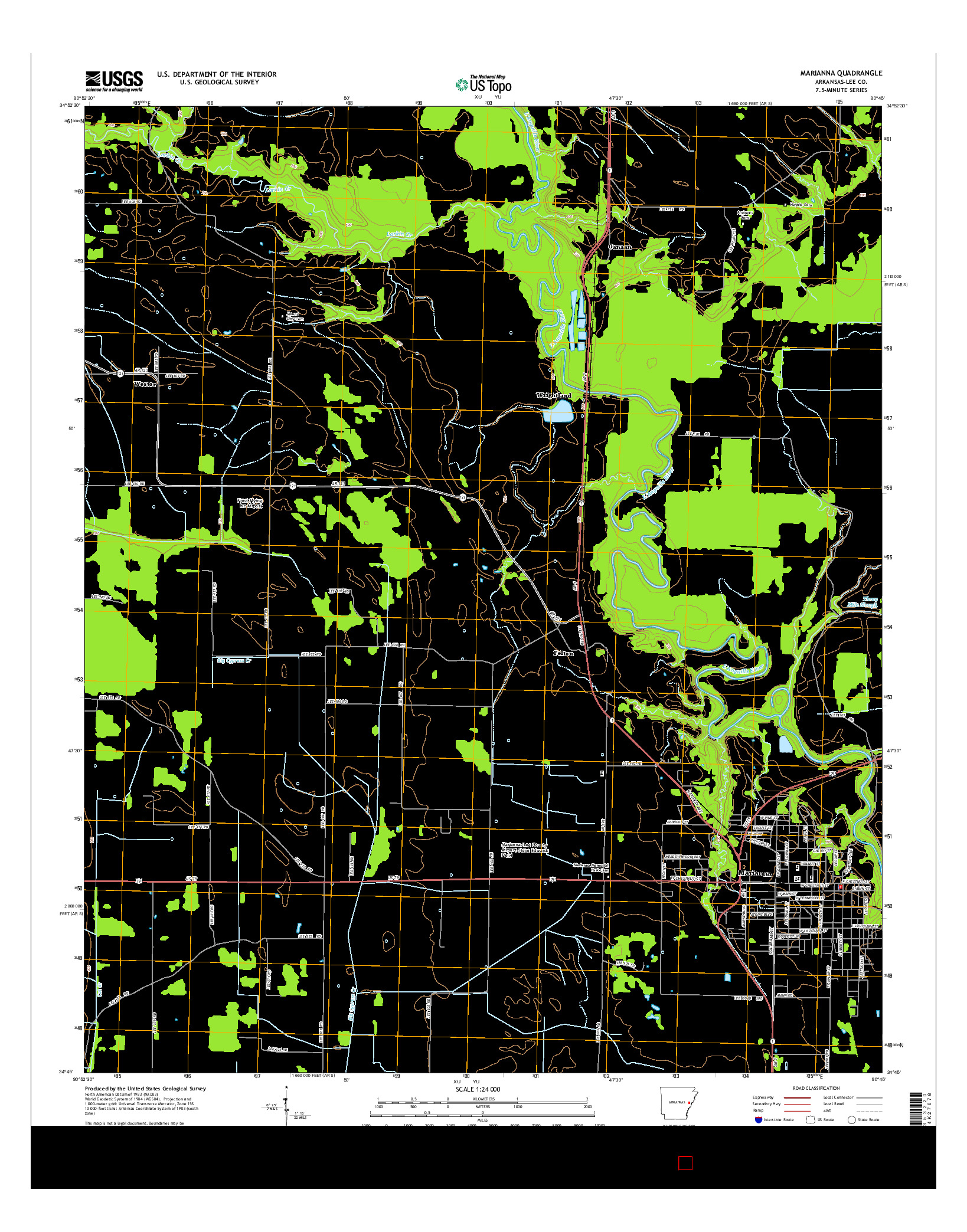 USGS US TOPO 7.5-MINUTE MAP FOR MARIANNA, AR 2014