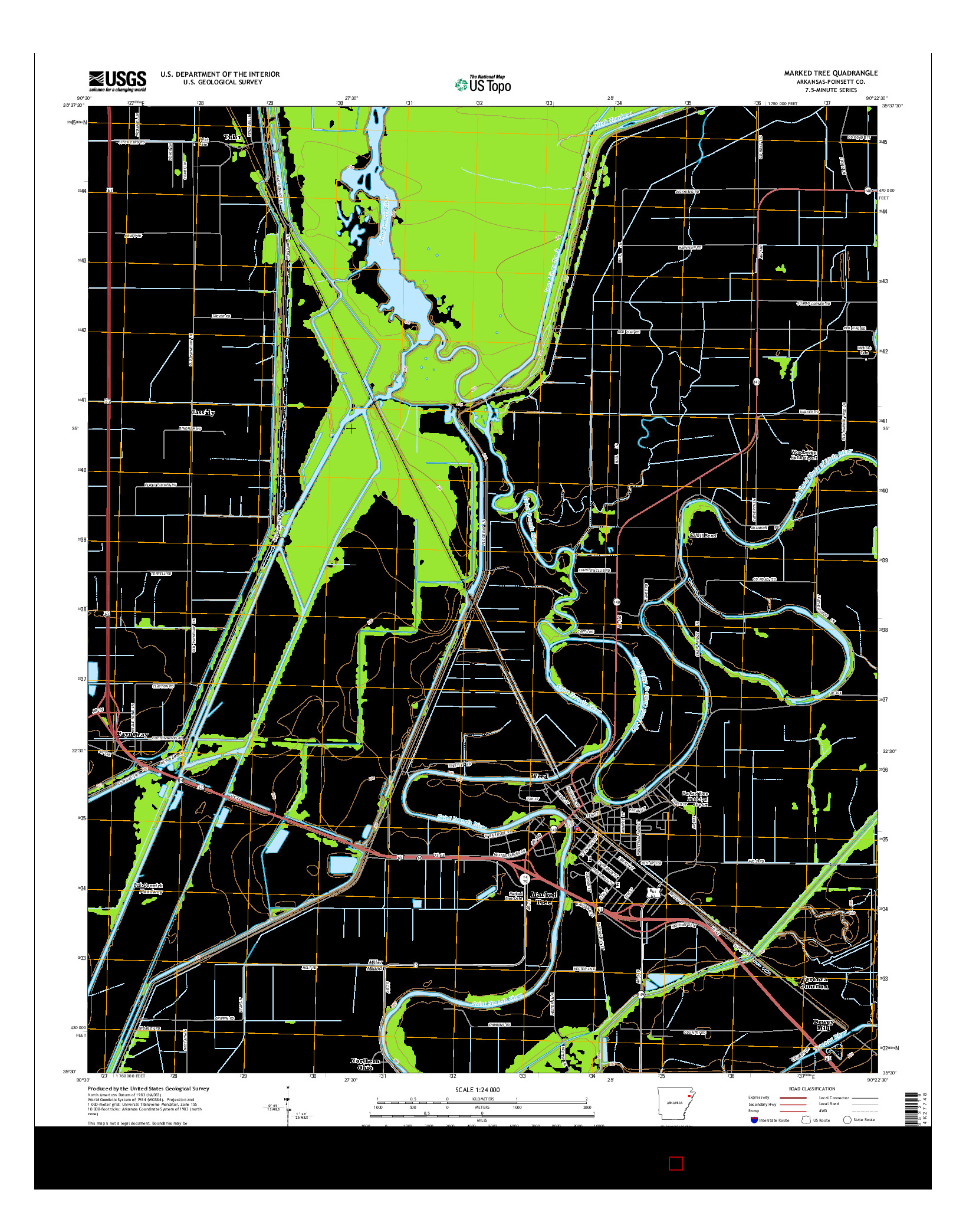 USGS US TOPO 7.5-MINUTE MAP FOR MARKED TREE, AR 2014