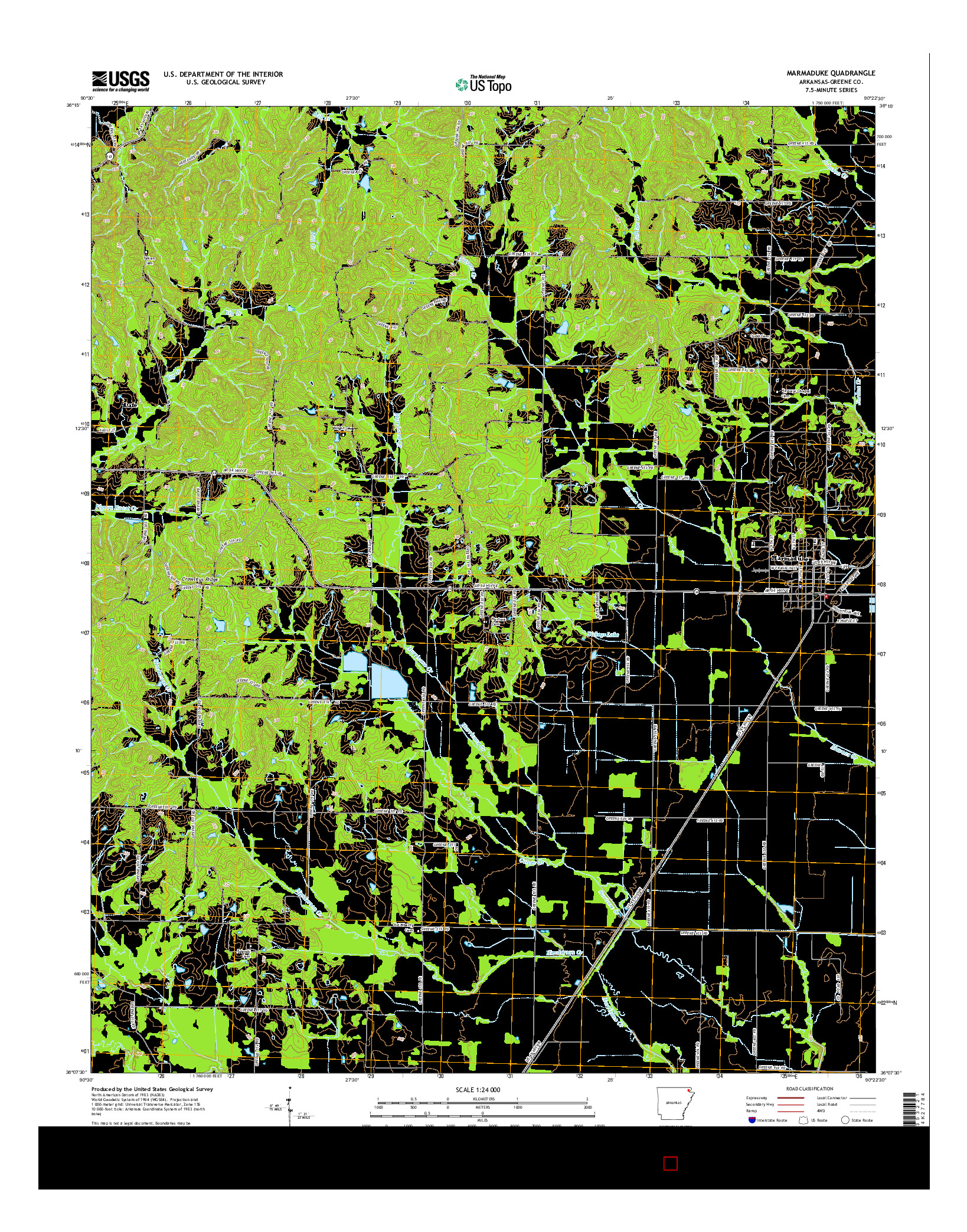 USGS US TOPO 7.5-MINUTE MAP FOR MARMADUKE, AR 2014