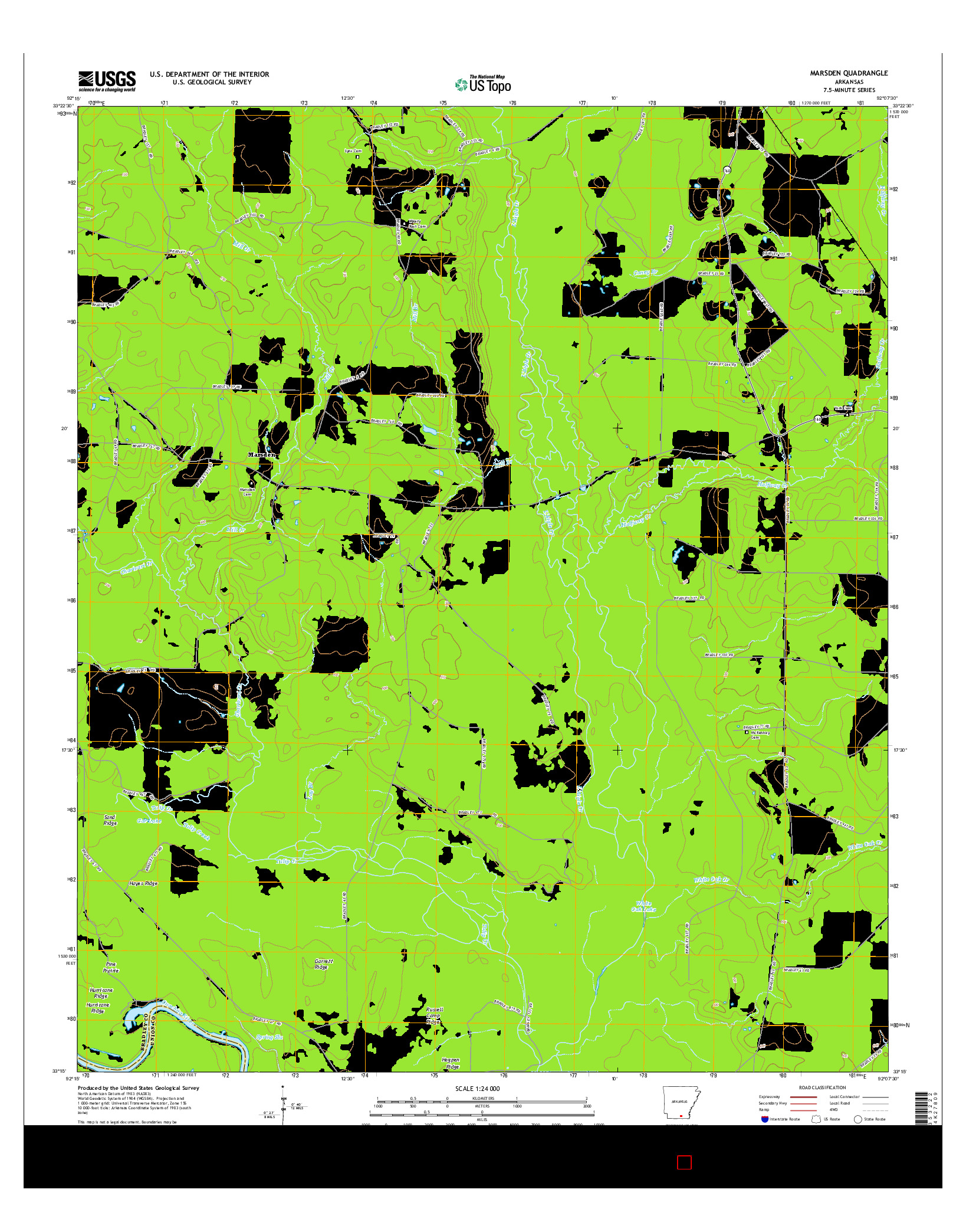 USGS US TOPO 7.5-MINUTE MAP FOR MARSDEN, AR 2014